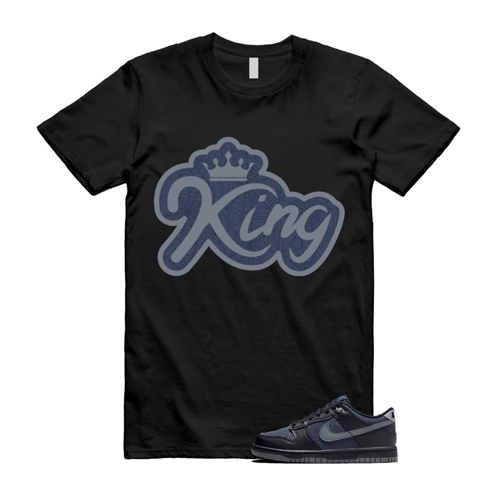 Dunk Black Symbiote Suit Dark Blue Smoke Grey Low T Shirt Match K2 T-Shirt, Sneaker Match Tee