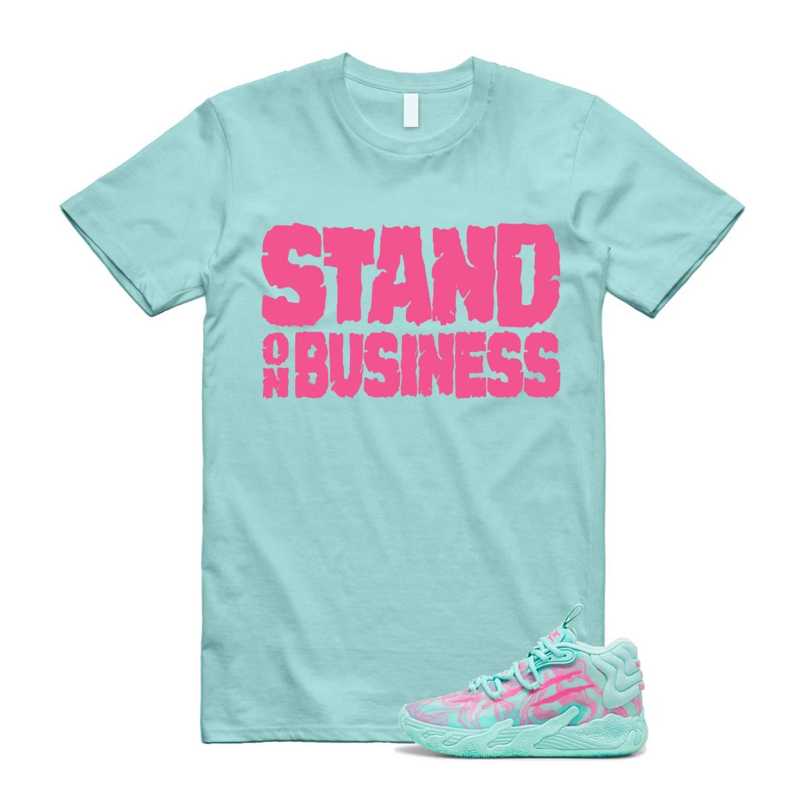 Miami LaMelo Ball MB.03 Teal Pink T Shirt Match Stand On Business T-Shirt, Sneaker Match Tee