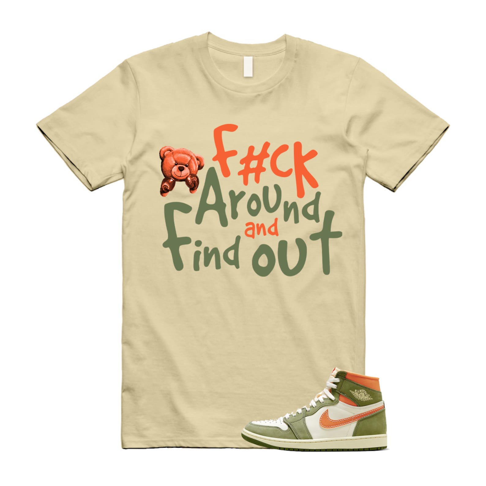Craft Celadon 1 High OG Sky J Light Olive Bright Mandarin Coconut Milk T Shirt Match FCK T-Shirt, Sneaker Match Tee
