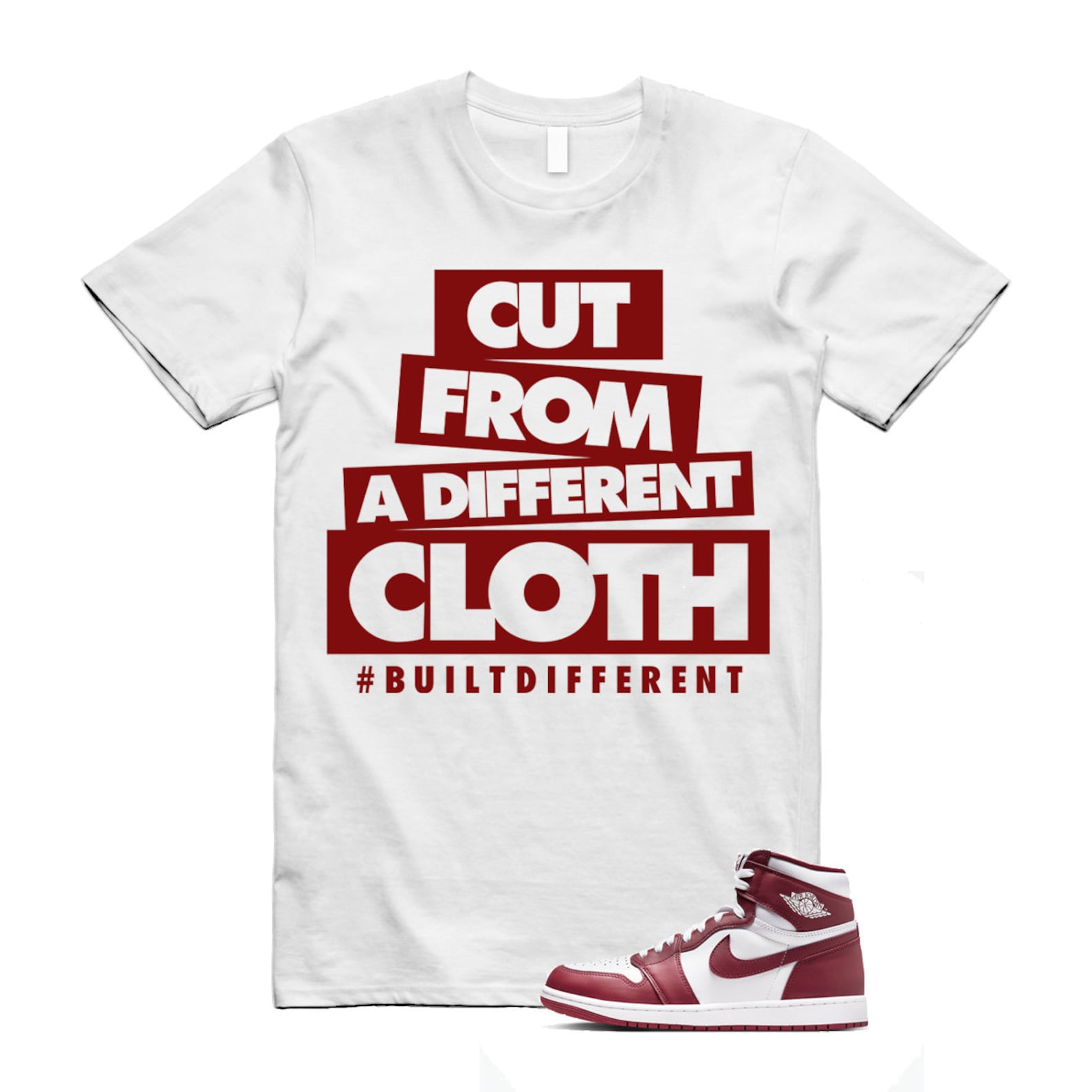 1 Artisanal Team Red Retro High OG White T Shirt Match CLOTH T-Shirt, Sneaker Match Tee
