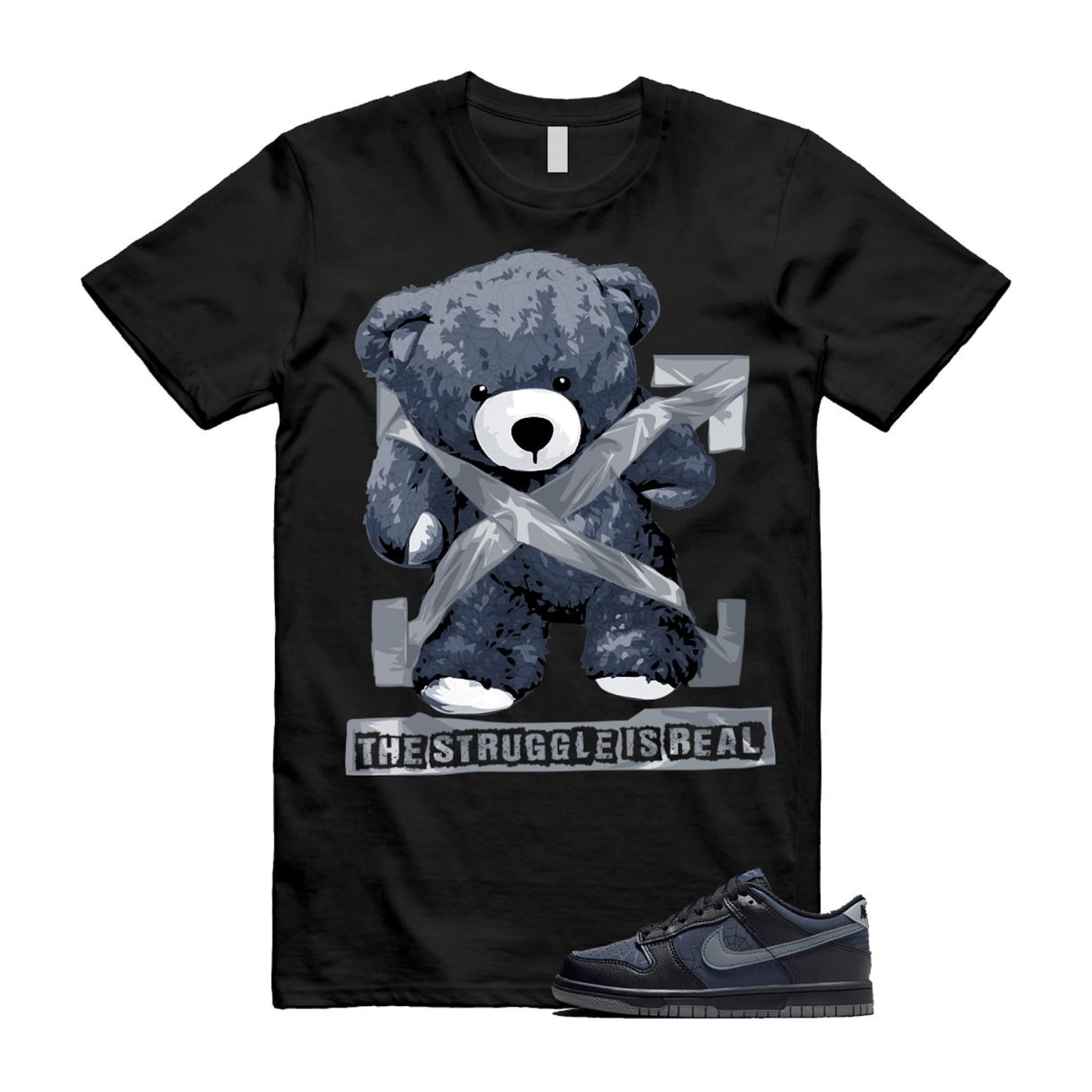 Dunk Black Symbiote Suit Dark Blue Smoke Grey Low T Shirt Match STRUG T-Shirt, Sneaker Match Tee
