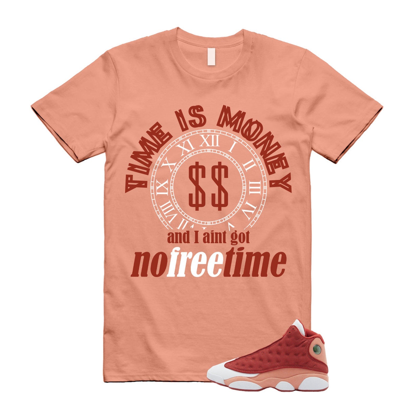 13 Dune Red Terra Blush White T Shirt Match FREE TIME T-Shirt, Sneaker Match Tee