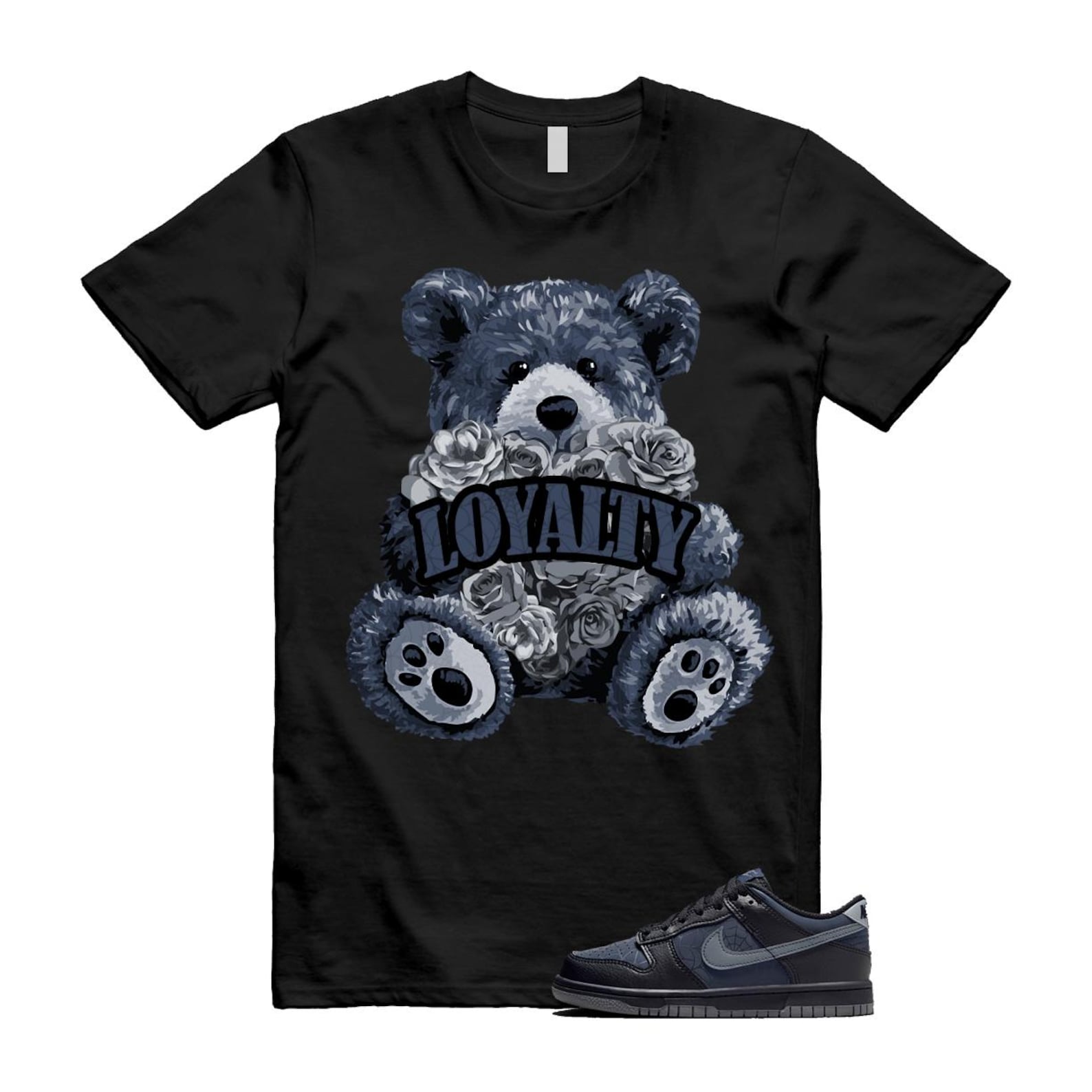 Dunk Black Symbiote Suit Dark Blue Smoke Grey Low T Shirt Match LYLTY T-Shirt, Sneaker Match Tee