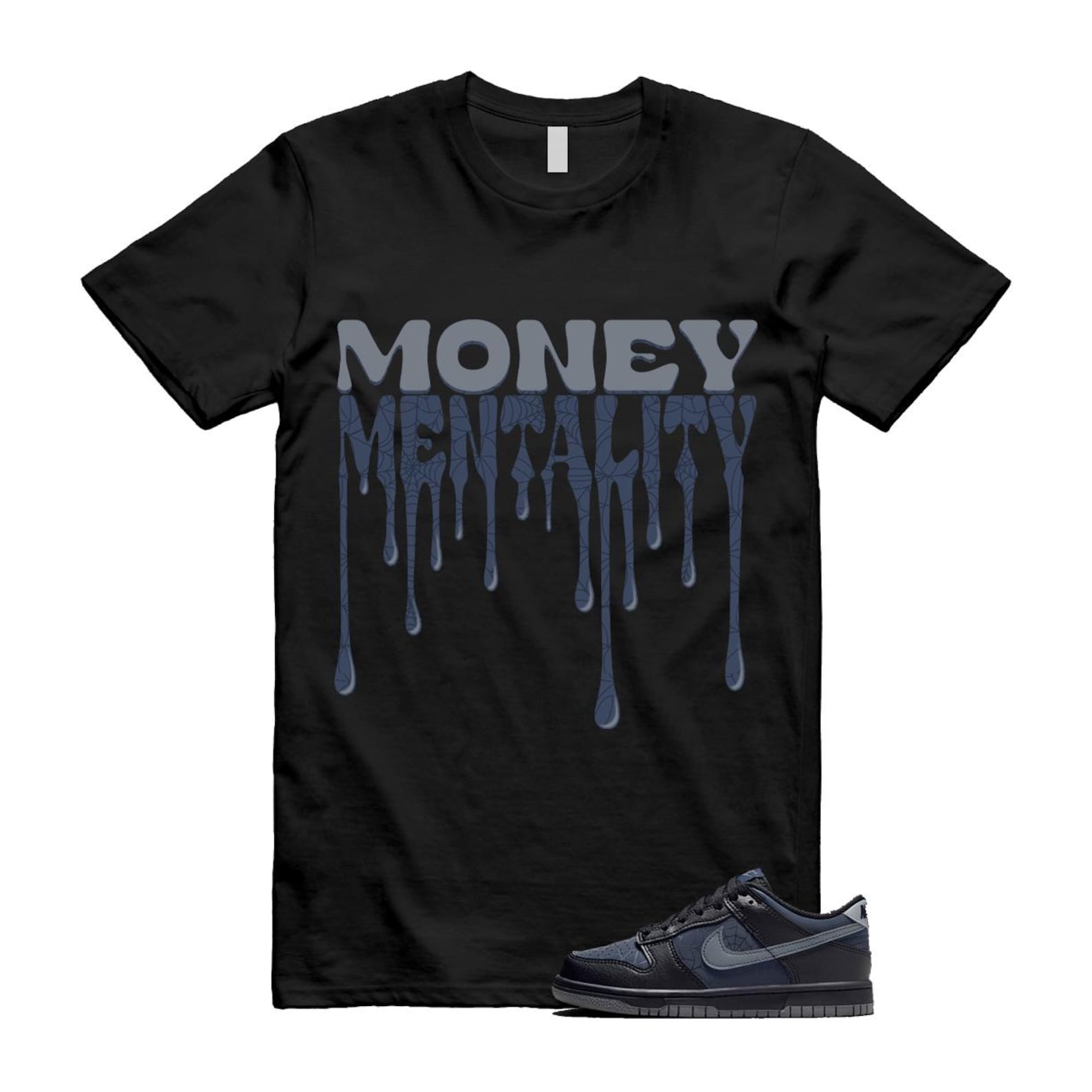 Dunk Black Symbiote Suit Dark Blue Smoke Grey Low T Shirt Match MENTALITY T-Shirt, Sneaker Match Tee