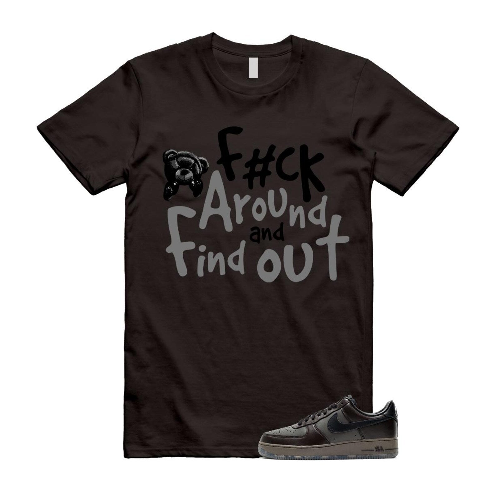 Air Force 1 Paris Black Tea Petra Brown Low T Shirt Match FCK T-Shirt, Sneaker Match Tee