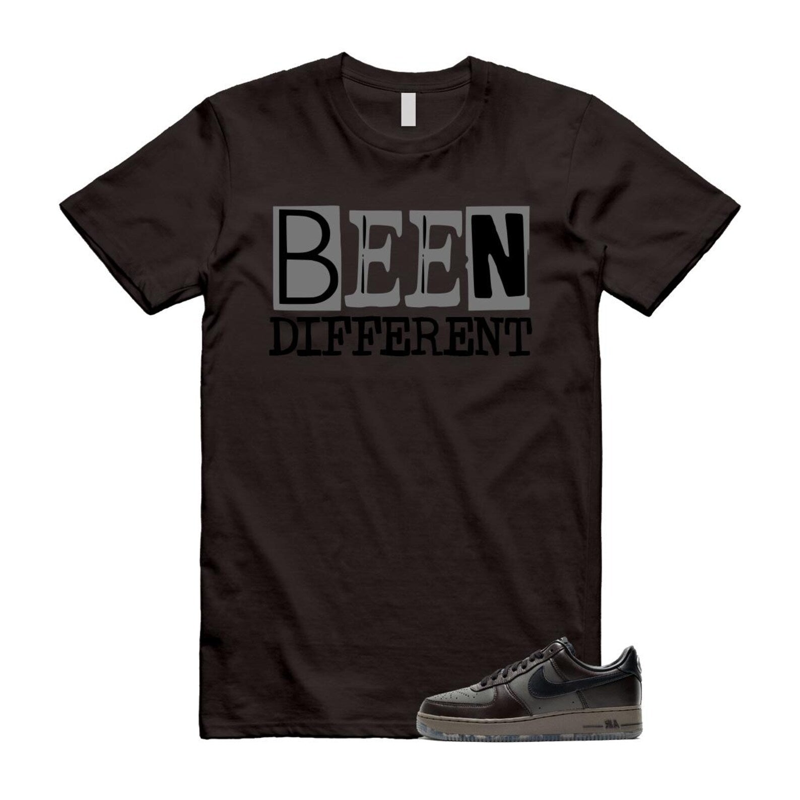 Air Force 1 Paris Black Tea Petra Brown Low T Shirt Match BEEN T-Shirt, Sneaker Match Tee