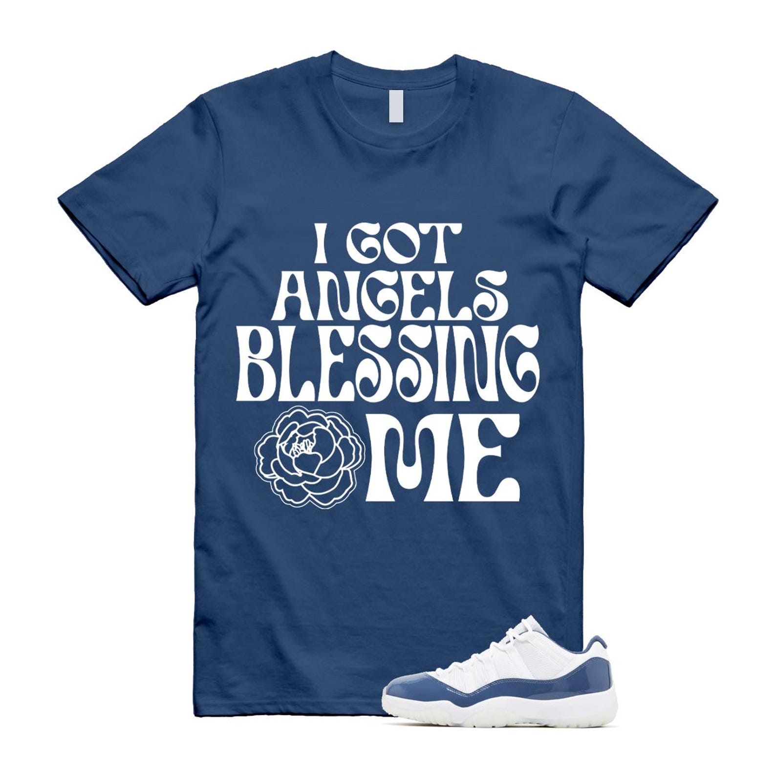 11 Diffused Blue White Midnight Navy Football Grey Retro Low T Shirt Match ANGELS T-Shirt, Sneaker Match Tee