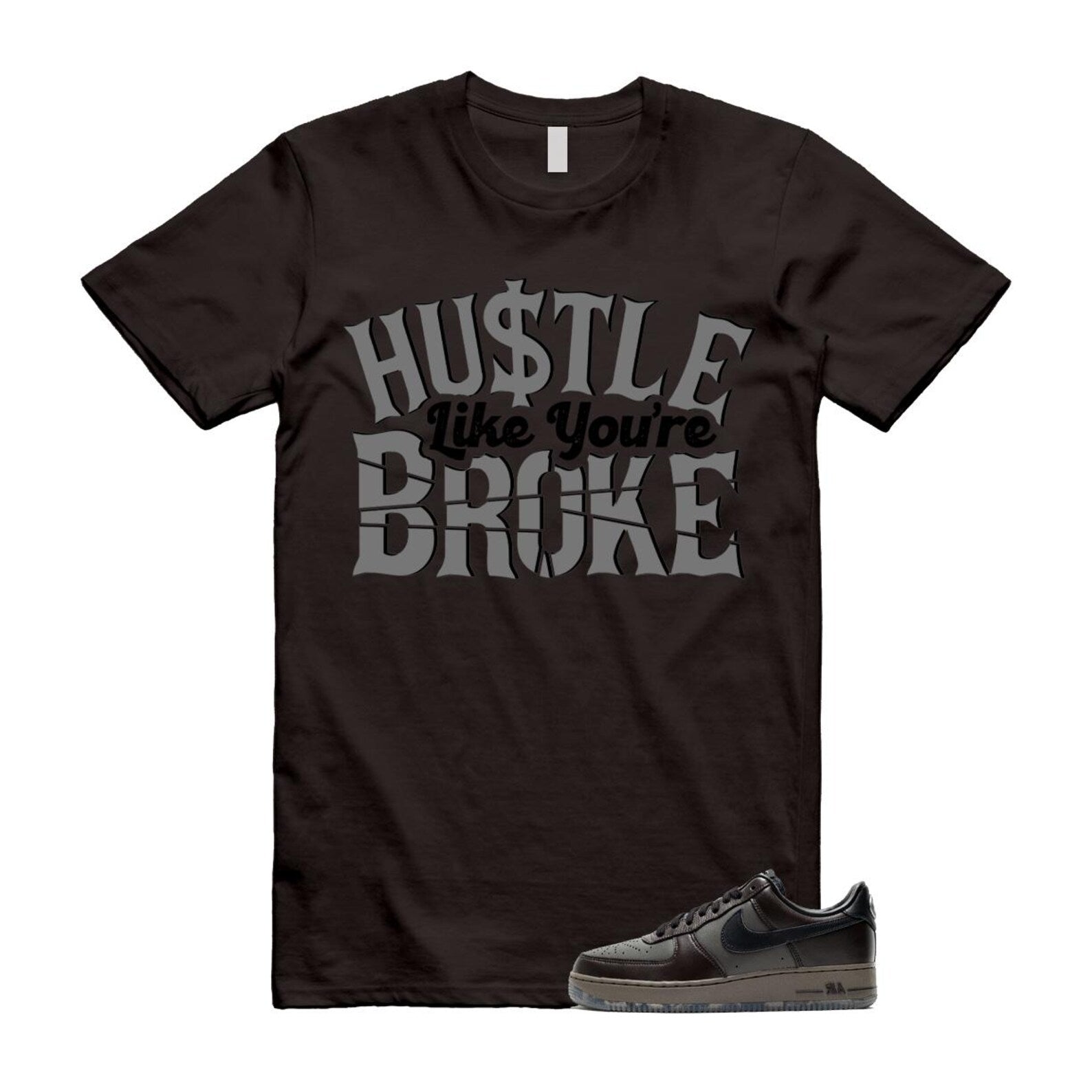 Air Force 1 Paris Black Tea Petra Brown Low T Shirt Match 100 T-Shirt, Sneaker Match Tee