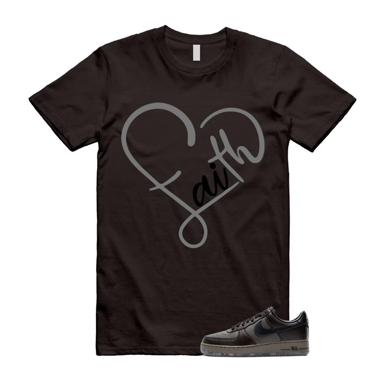 Air Force 1 Paris Black Tea Petra Brown Low T Shirt Match FAITH T-Shirt, Sneaker Match Tee