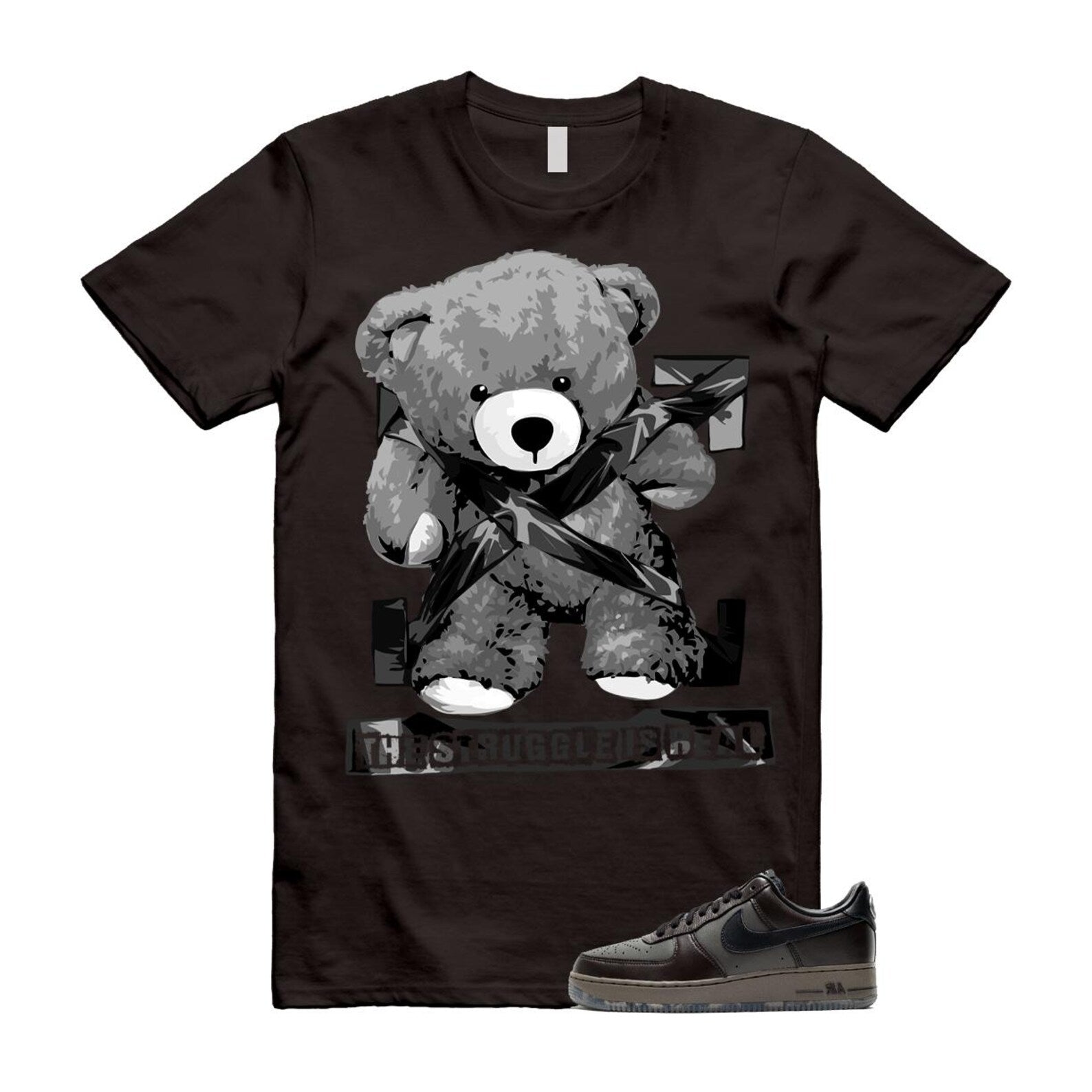 Air Force 1 Paris Black Tea Petra Brown Low T Shirt Match STRUG T-Shirt, Sneaker Match Tee