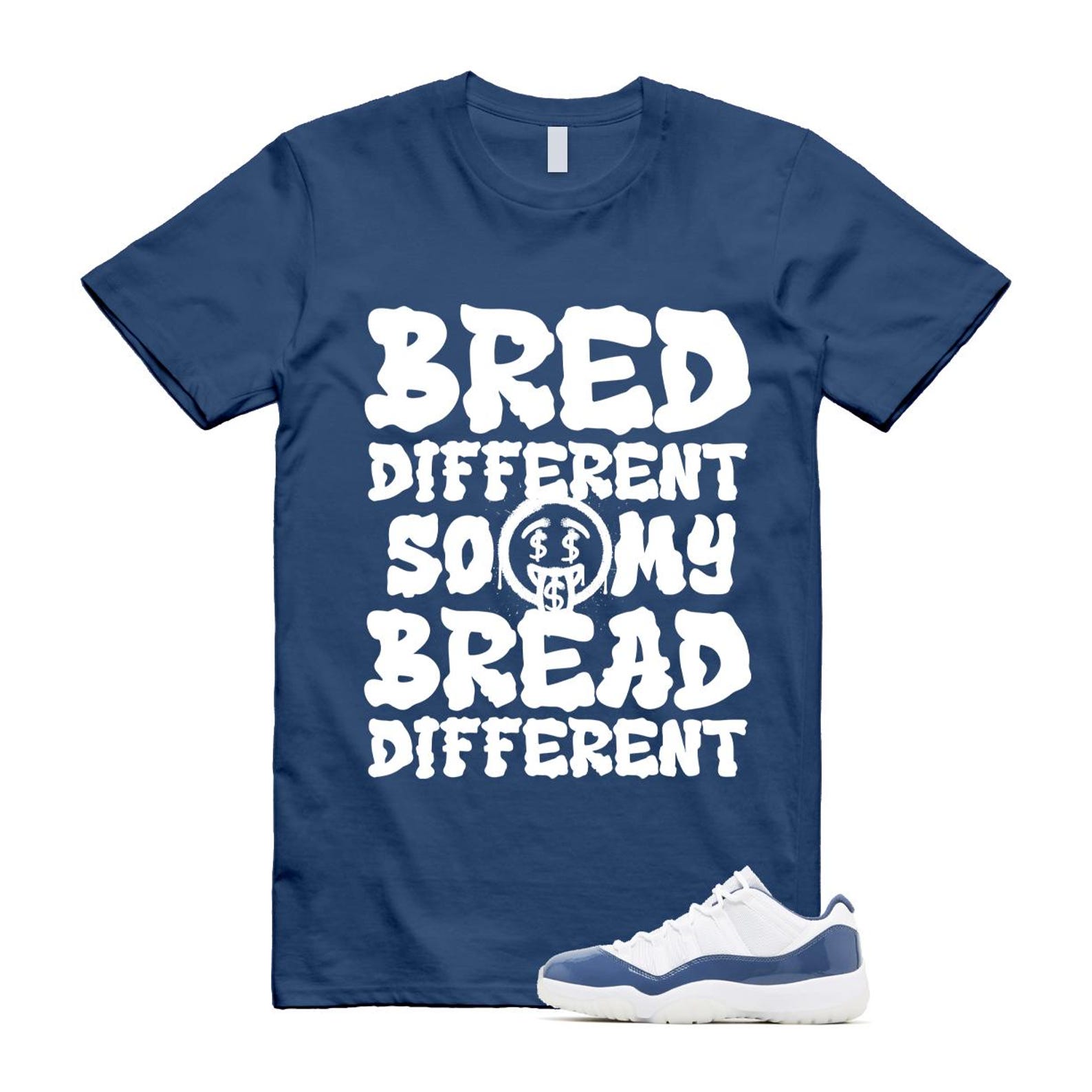 11 Diffused Blue White Midnight Navy Football Grey Retro Low T Shirt Match BDBD T-Shirt, Sneaker Match Tee
