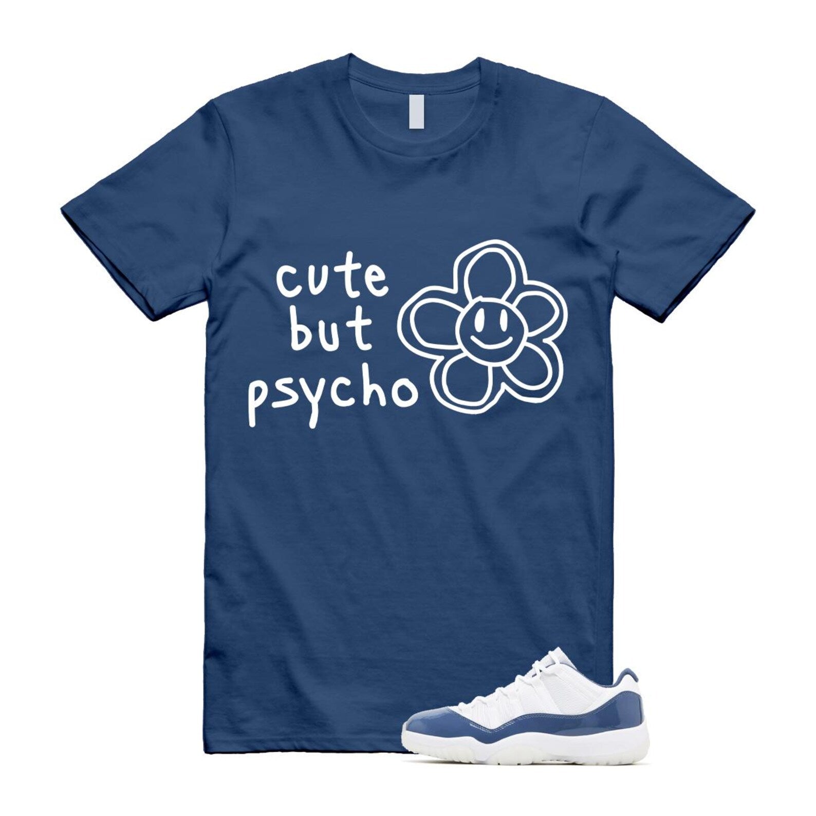 11 Diffused Blue White Midnight Navy Football Grey Retro Low T Shirt Match PSYCHO T-Shirt, Sneaker Match Tee