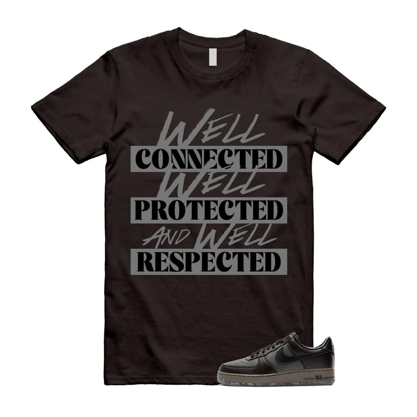 Air Force 1 Paris Black Tea Petra Brown Low T Shirt Match WELL T-Shirt, Sneaker Match Tee