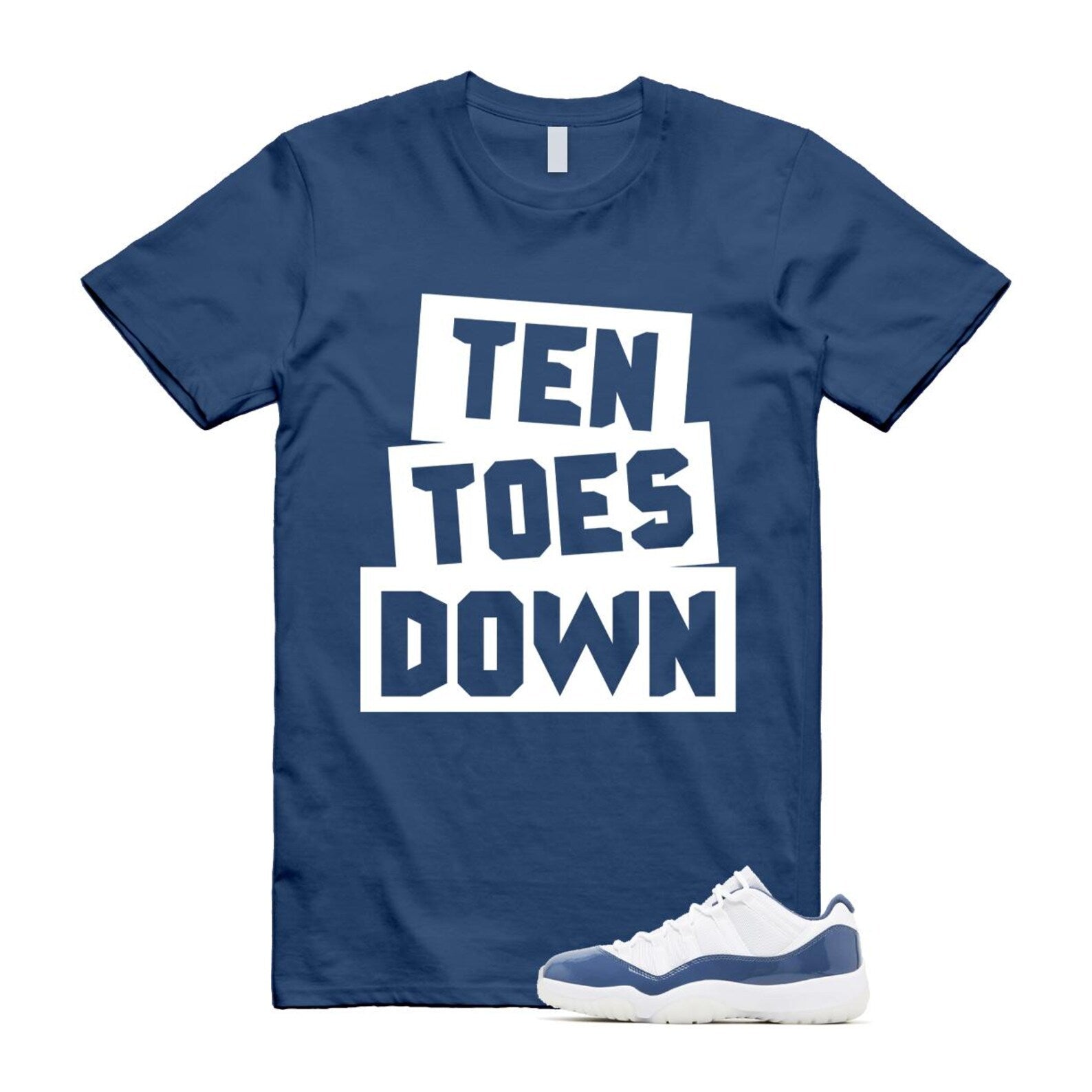 11 Diffused Blue White Midnight Navy Football Grey Retro Low T Shirt Match TTD T-Shirt, Sneaker Match Tee