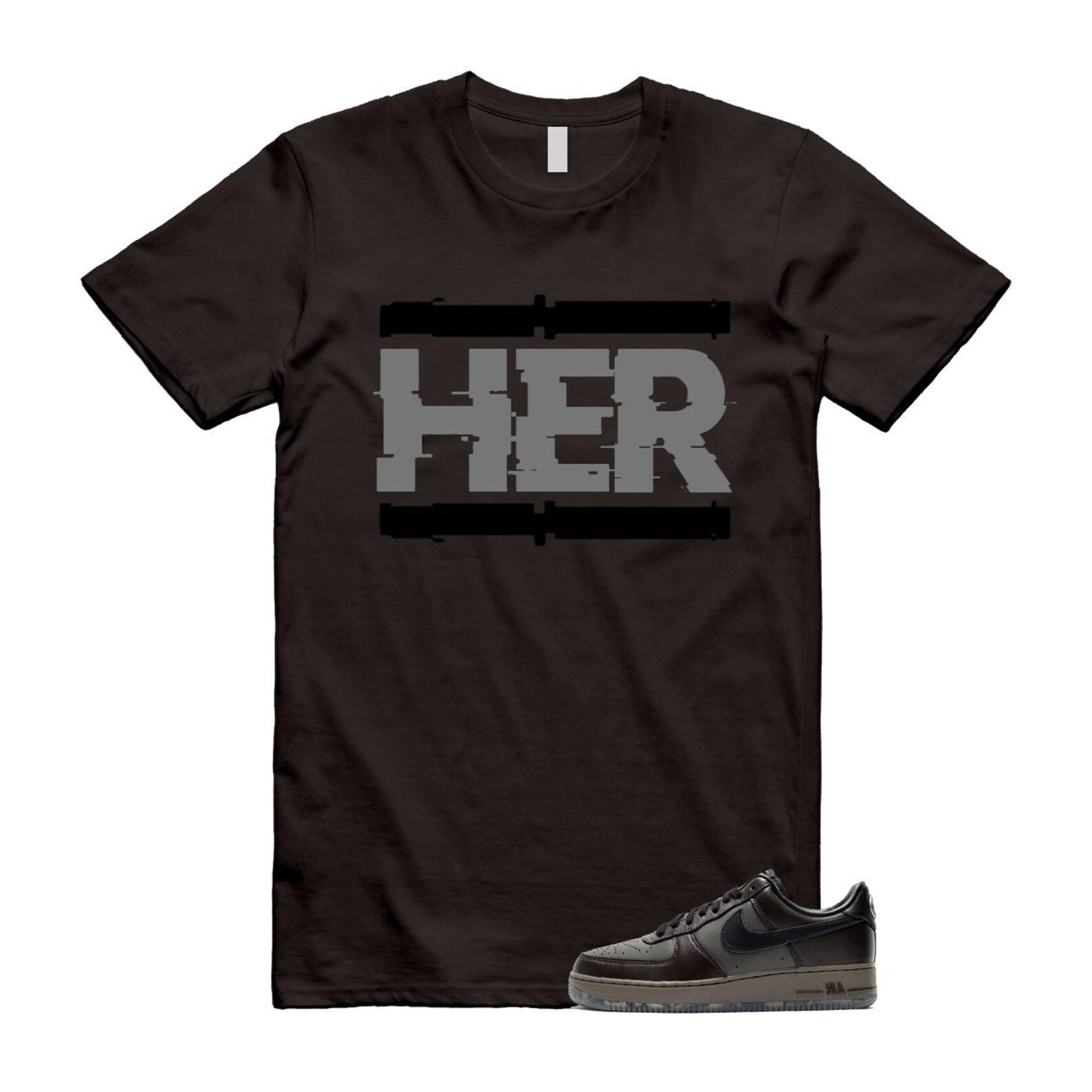 Air Force 1 Paris Black Tea Petra Brown Low T Shirt Match HER T-Shirt, Sneaker Match Tee