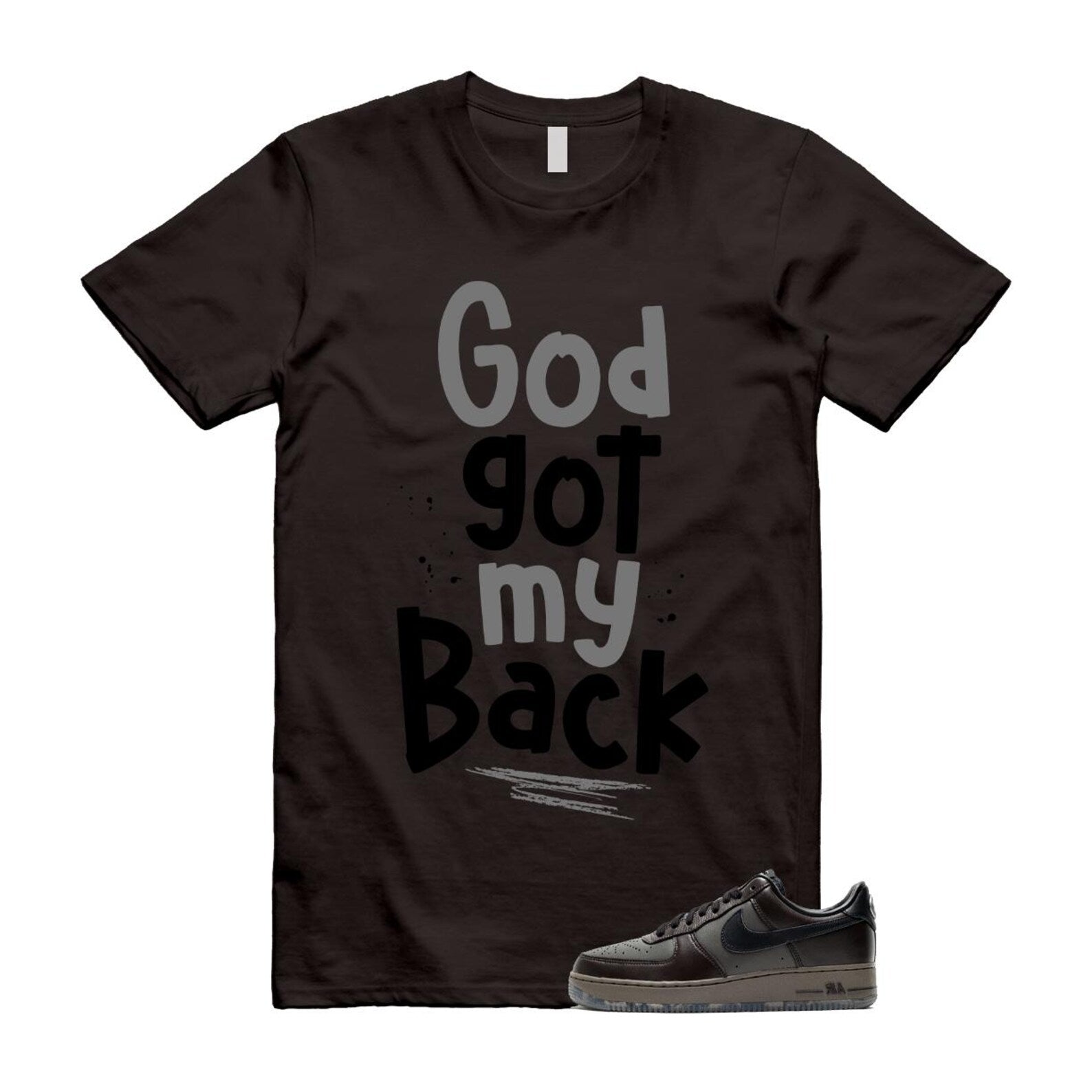 Air Force 1 Paris Black Tea Petra Brown Low T Shirt Match GOD T-Shirt, Sneaker Match Tee