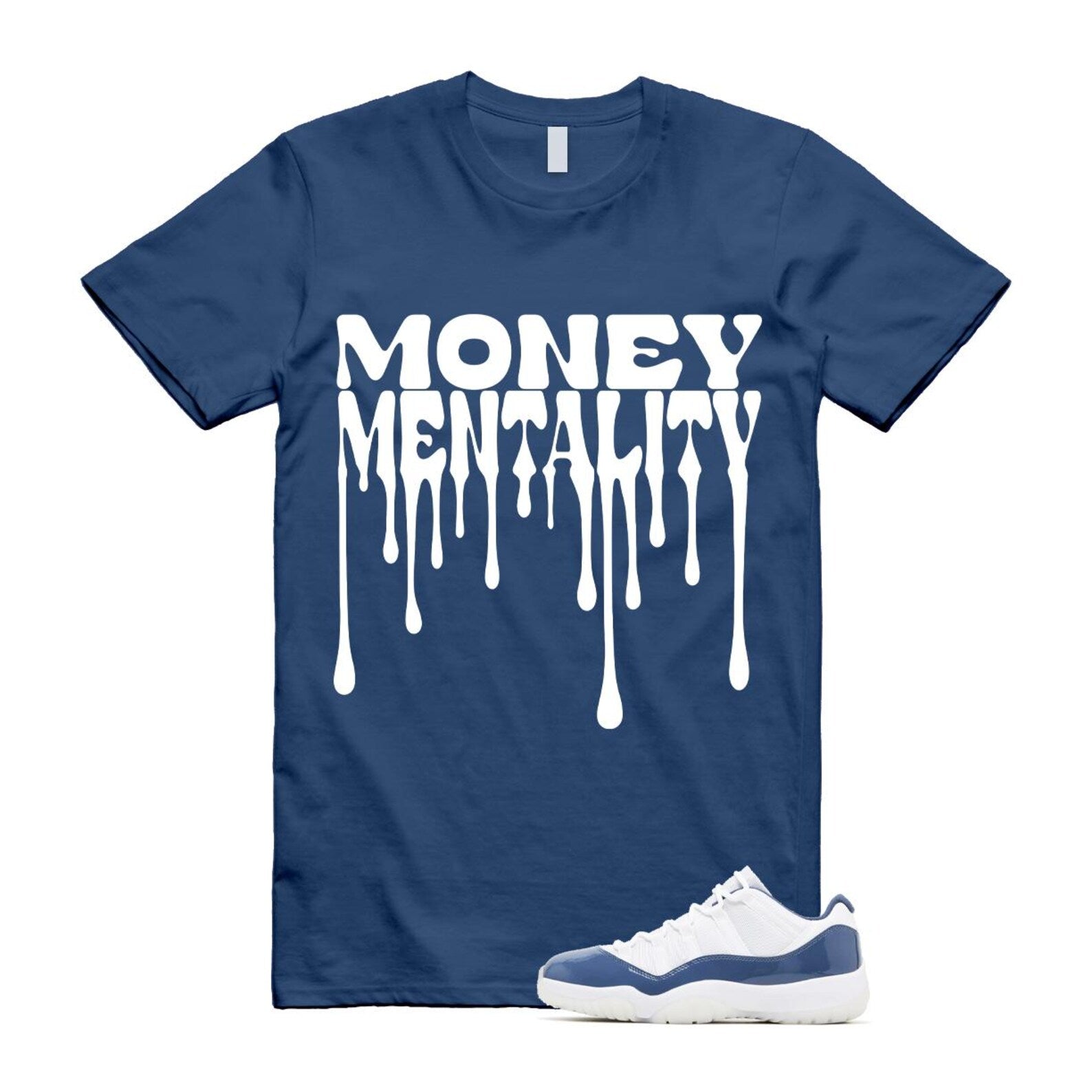 11 Diffused Blue White Midnight Navy Football Grey Retro Low T Shirt Match MENTALITY T-Shirt, Sneaker Match Tee