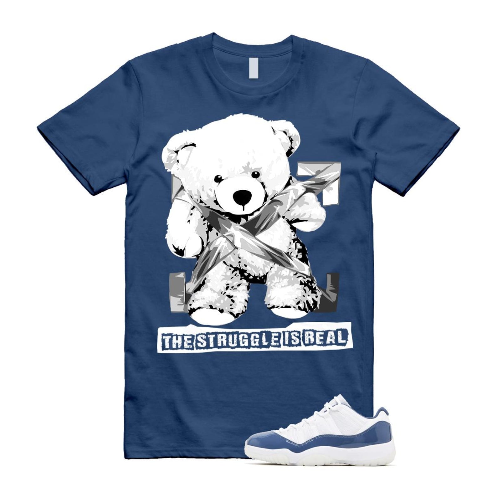 11 Diffused Blue White Midnight Navy Football Grey Retro Low T Shirt Match STRUG T-Shirt, Sneaker Match Tee