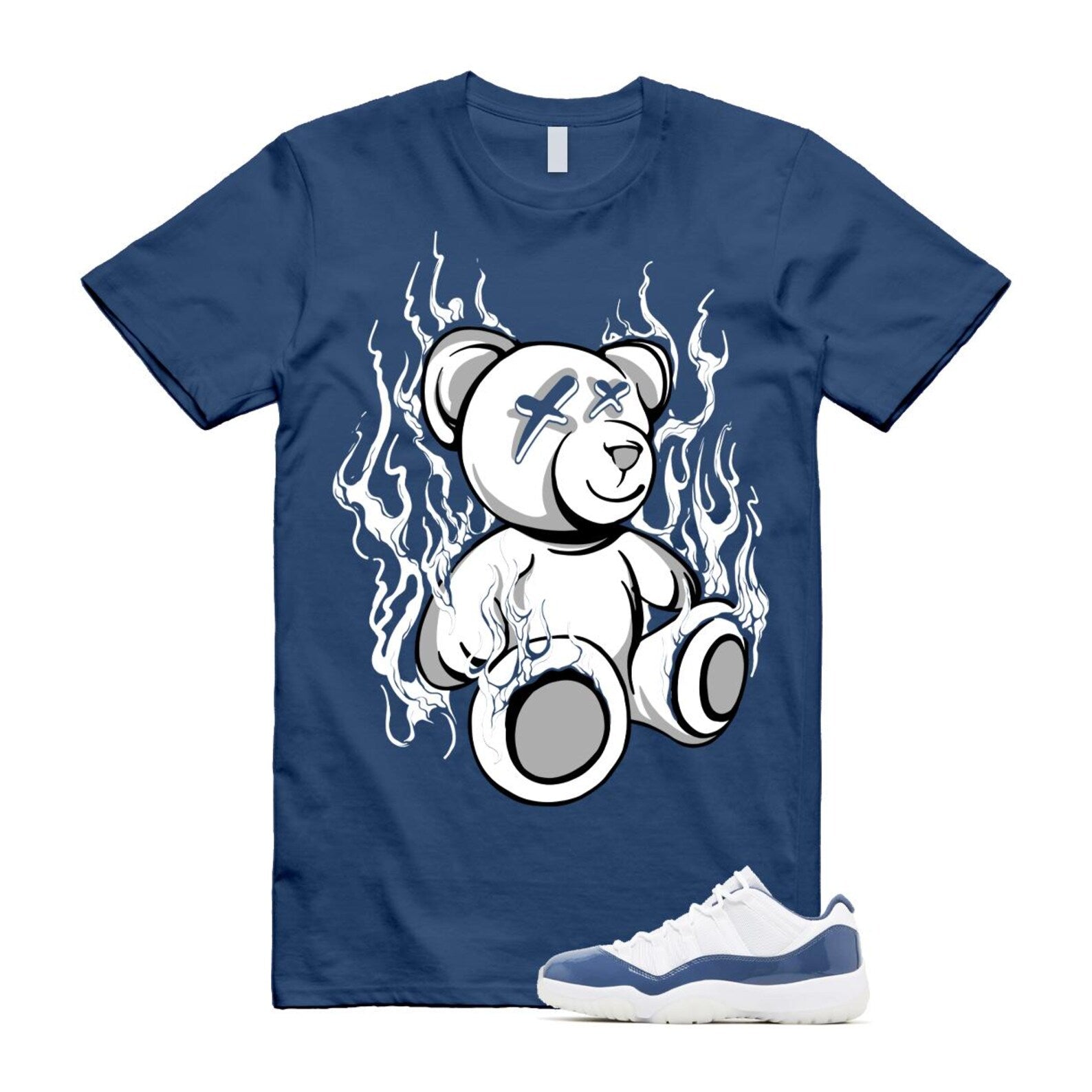11 Diffused Blue White Midnight Navy Football Grey Retro Low T Shirt Match LIT T-Shirt, Sneaker Match Tee