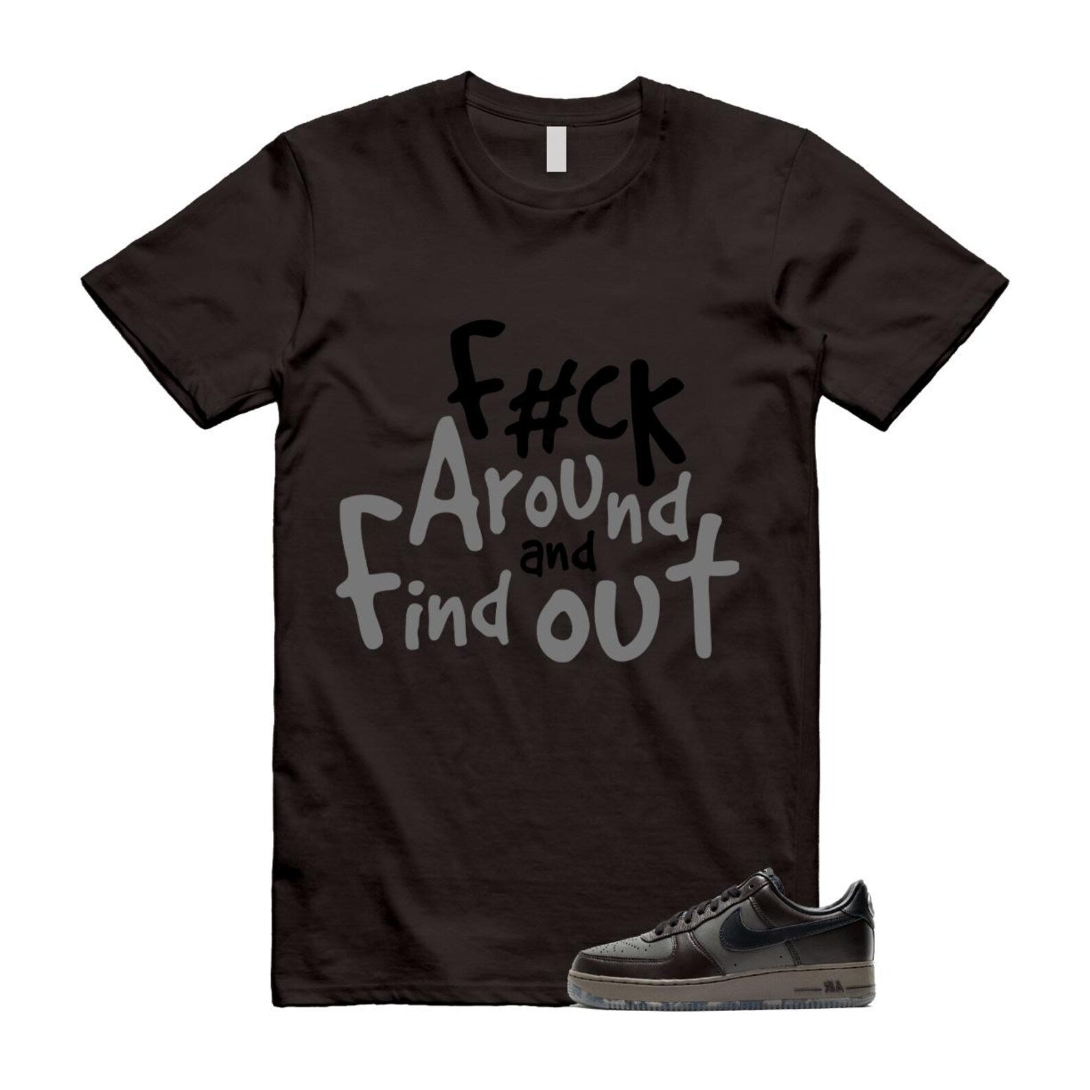 Air Force 1 Paris Black Tea Petra Brown Low T Shirt Match FCK2 T-Shirt, Sneaker Match Tee