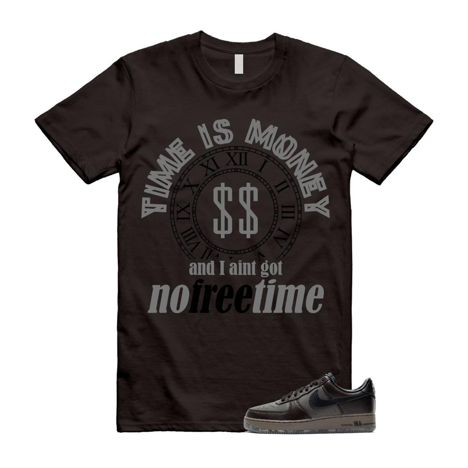 Air Force 1 Paris Black Tea Petra Brown Low T Shirt Match FREE TIME T-Shirt, Sneaker Match Tee