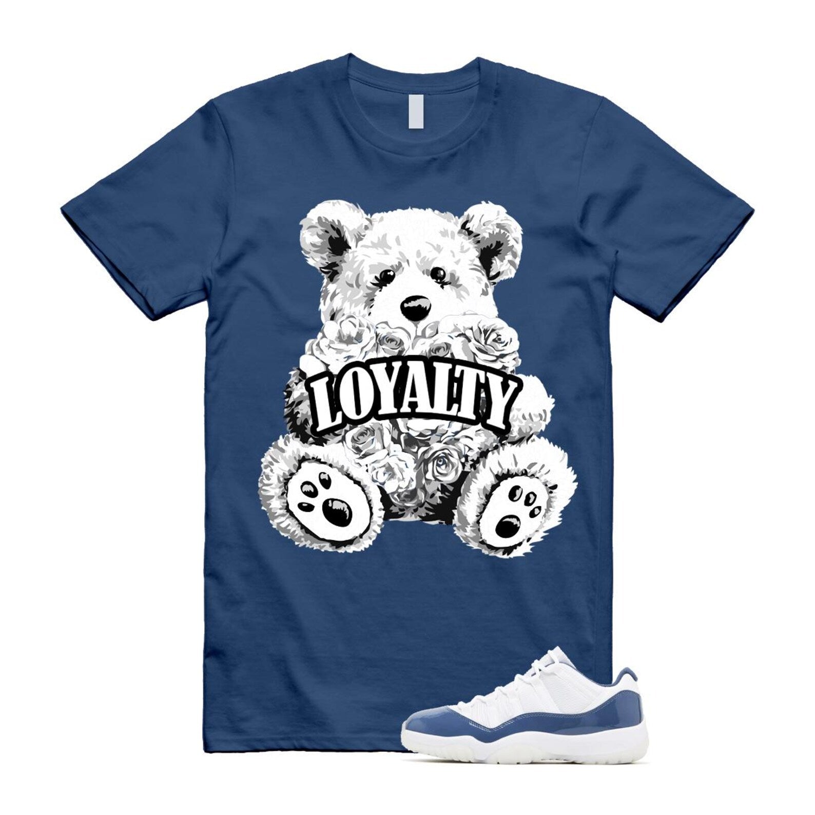 11 Diffused Blue White Midnight Navy Football Grey Retro Low T Shirt Match LYLTY T-Shirt, Sneaker Match Tee