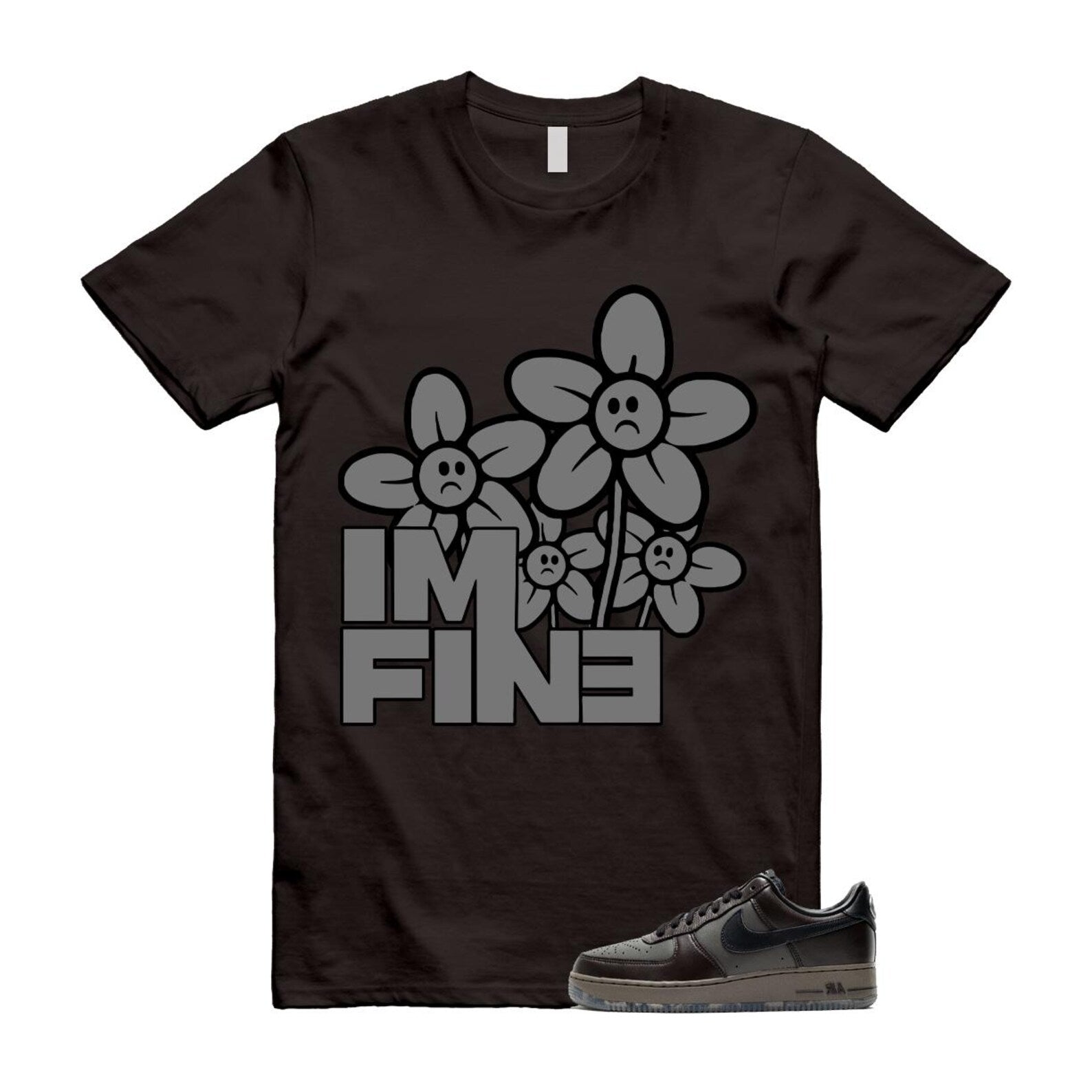 Air Force 1 Paris Black Tea Petra Brown Low T Shirt Match FINE T-Shirt, Sneaker Match Tee