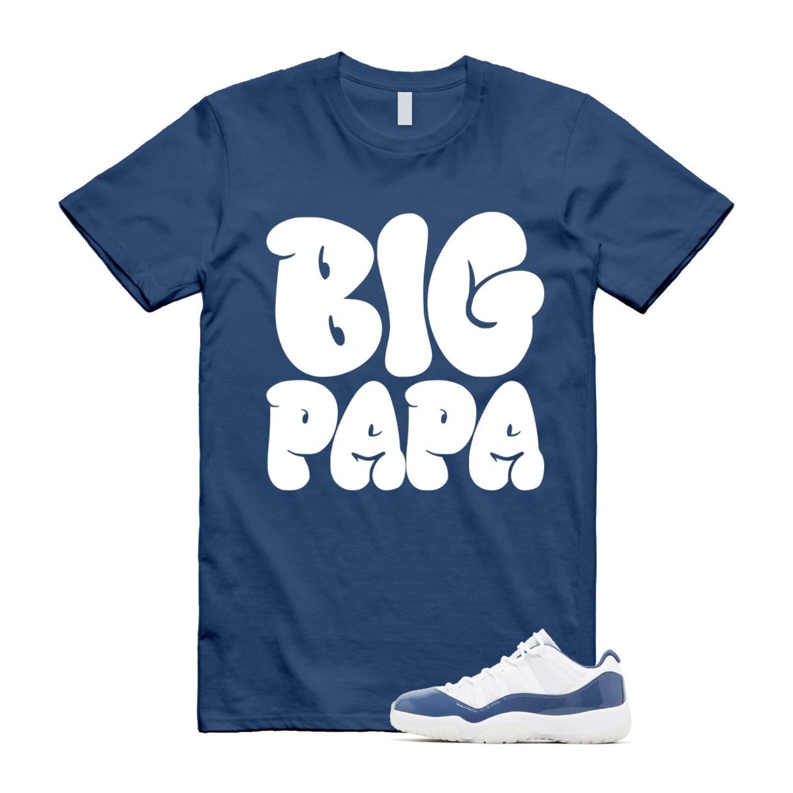 11 Diffused Blue White Midnight Navy Football Grey Retro Low T Shirt Match PAPA T-Shirt, Sneaker Match Tee