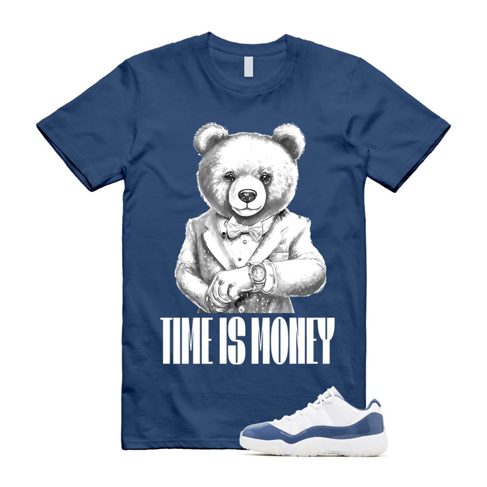 11 Diffused Blue White Midnight Navy Football Grey Retro Low T Shirt Match TIM T-Shirt, Sneaker Match Tee
