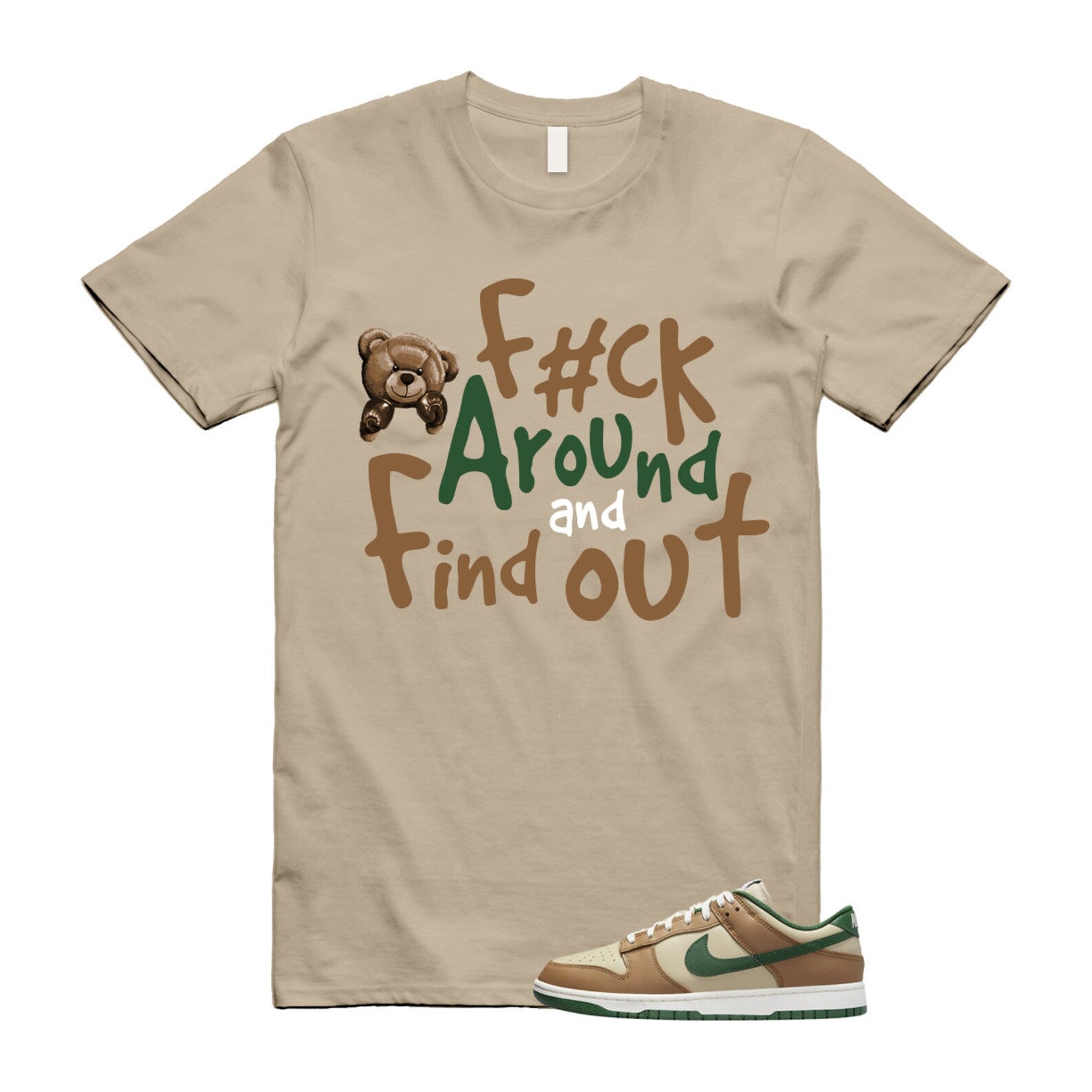Dunk Tan Retro Rattan Gorge Green Sail Dark Driftwood Low T Shirt Match FCK T-Shirt, Sneaker Match Tee