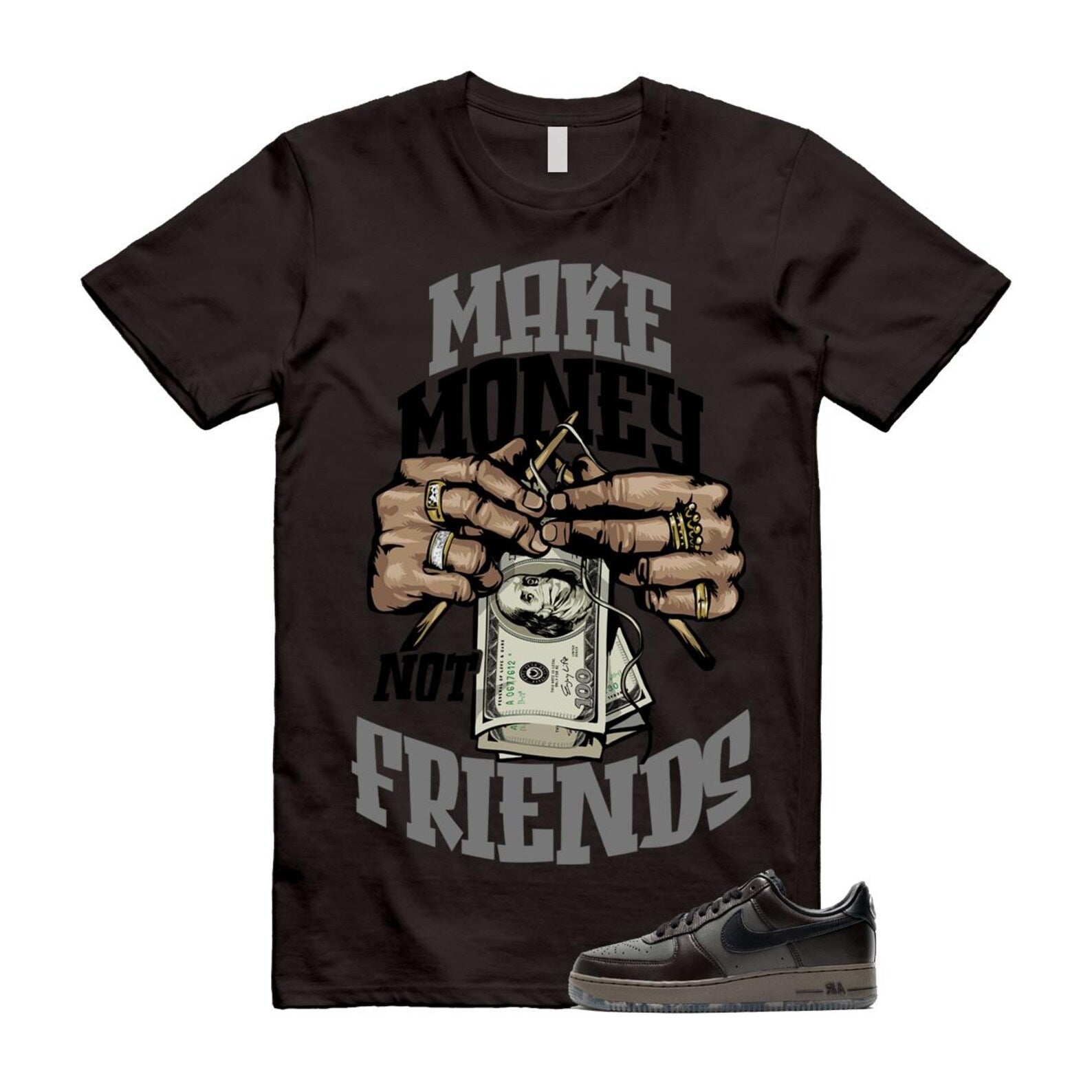 Air Force 1 Paris Black Tea Petra Brown Low T Shirt Match MM T-Shirt, Sneaker Match Tee