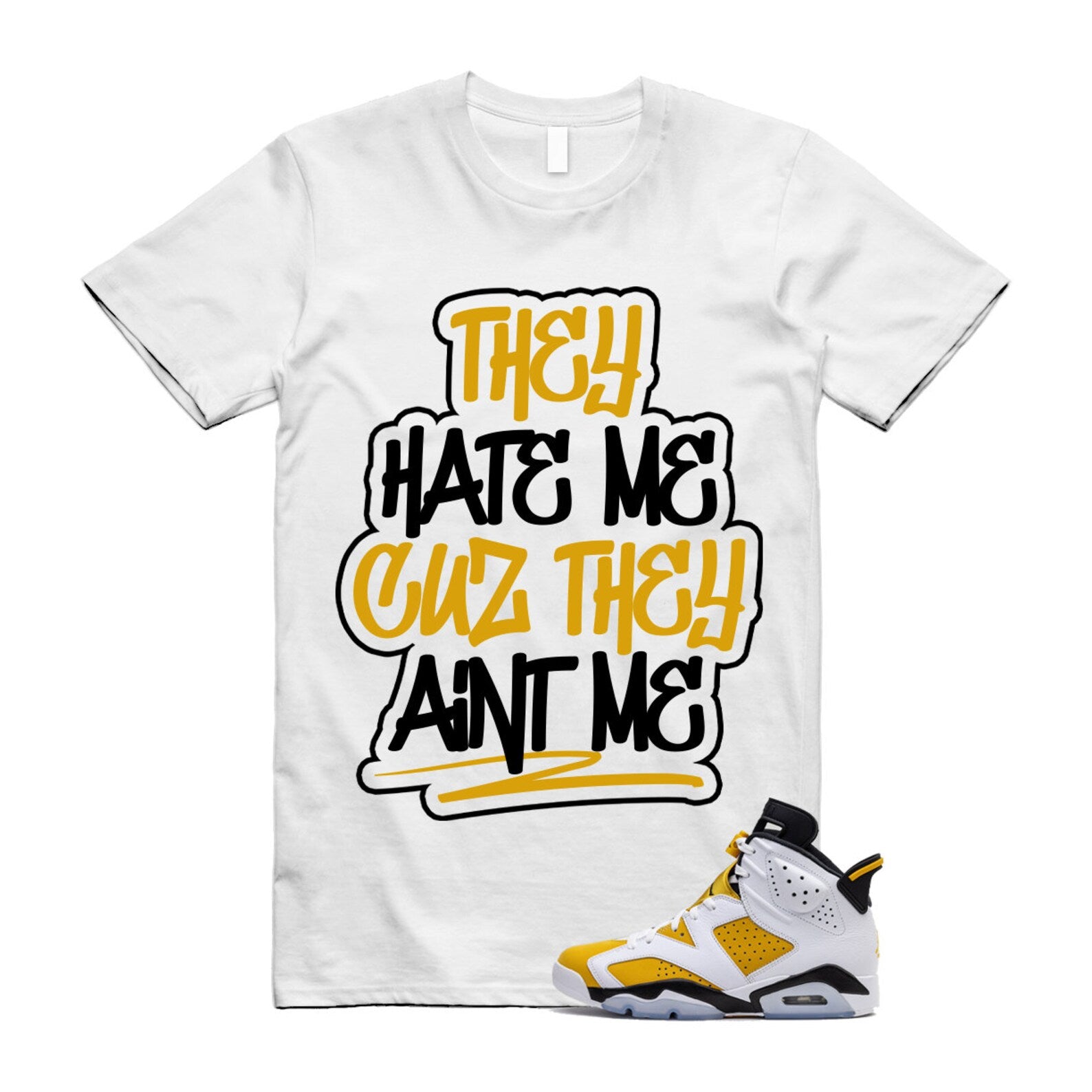 Yellow Ochre 6 Black White T Shirt Match AINT ME T-Shirt, Sneaker Match Tee