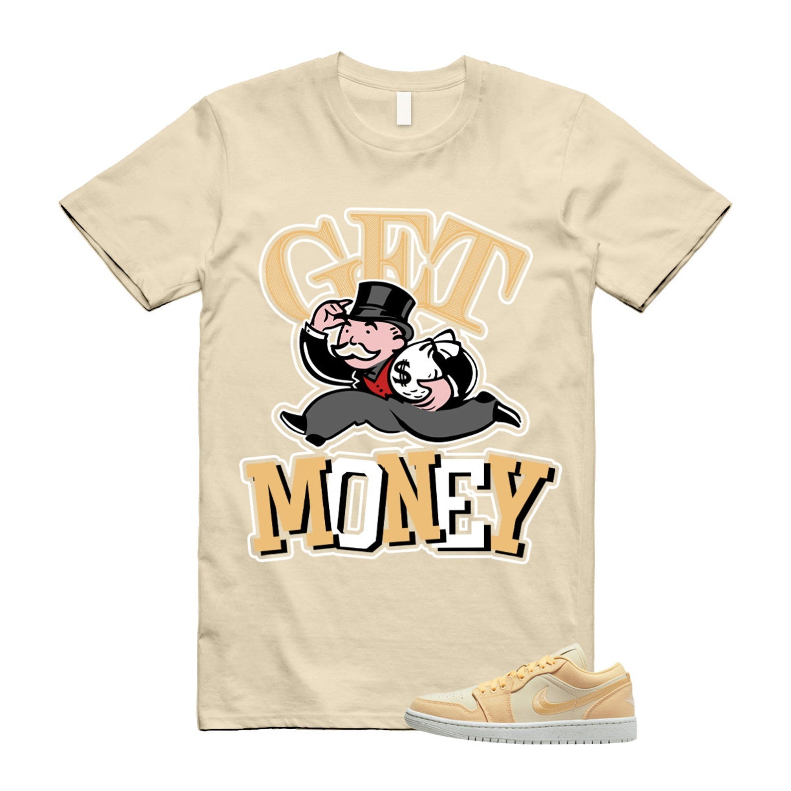 GM T Shirt to match Air J 1 Low SE Celestial Gold Muslin Sail T-Shirt, Sneaker Match Tee