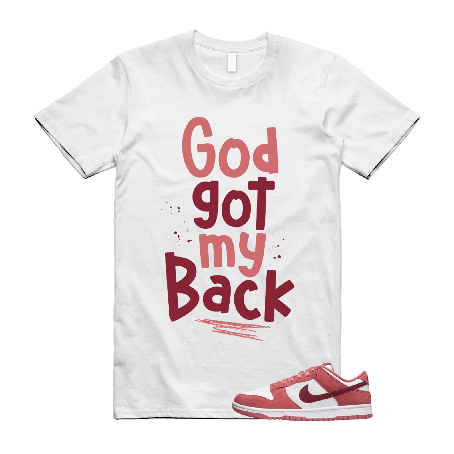 Dunk Valentine's Day Low Team Red Adobe Dragon White T Shirt Match GOD T-Shirt, Sneaker Match Tee
