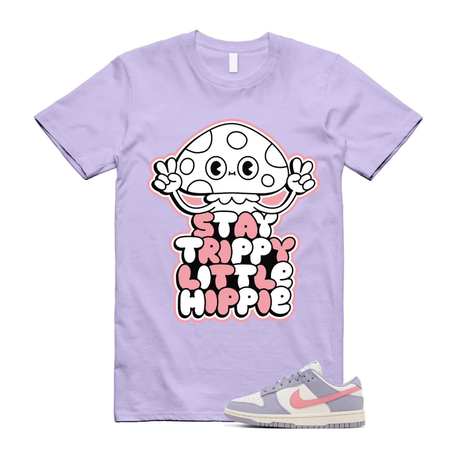 TRIPPY T Shirt to match N Dunk Low Indigo Haze WMNS Coral Chalk Sail Purple Lavender Pink White T-Shirt, Sneaker Match Tee