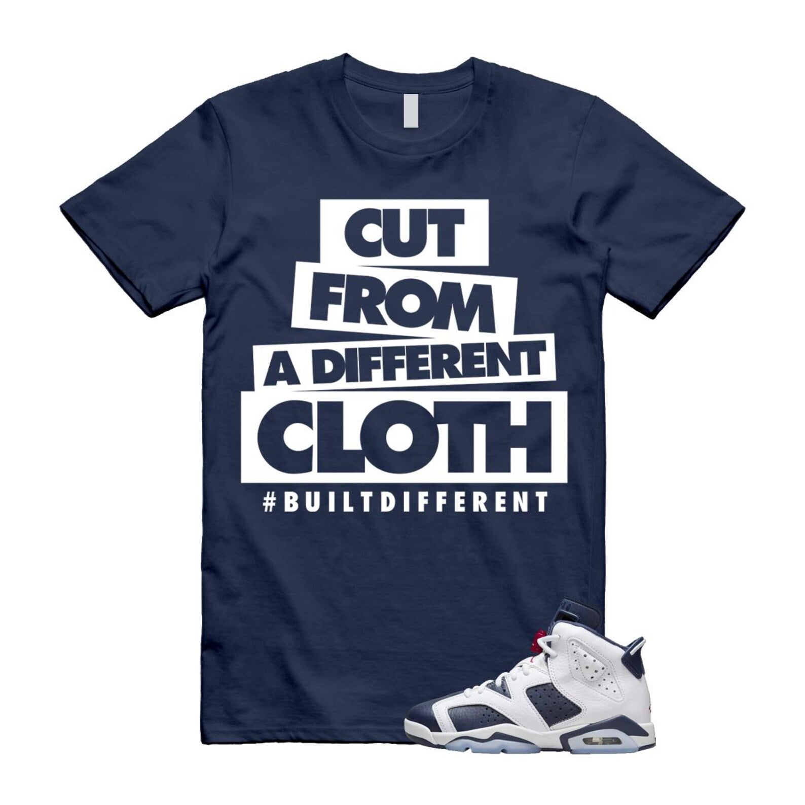 6 Olympic Midnight Navy White Varsity Red Retro T Shirt Match CLOTH T-Shirt, Sneaker Match Tee