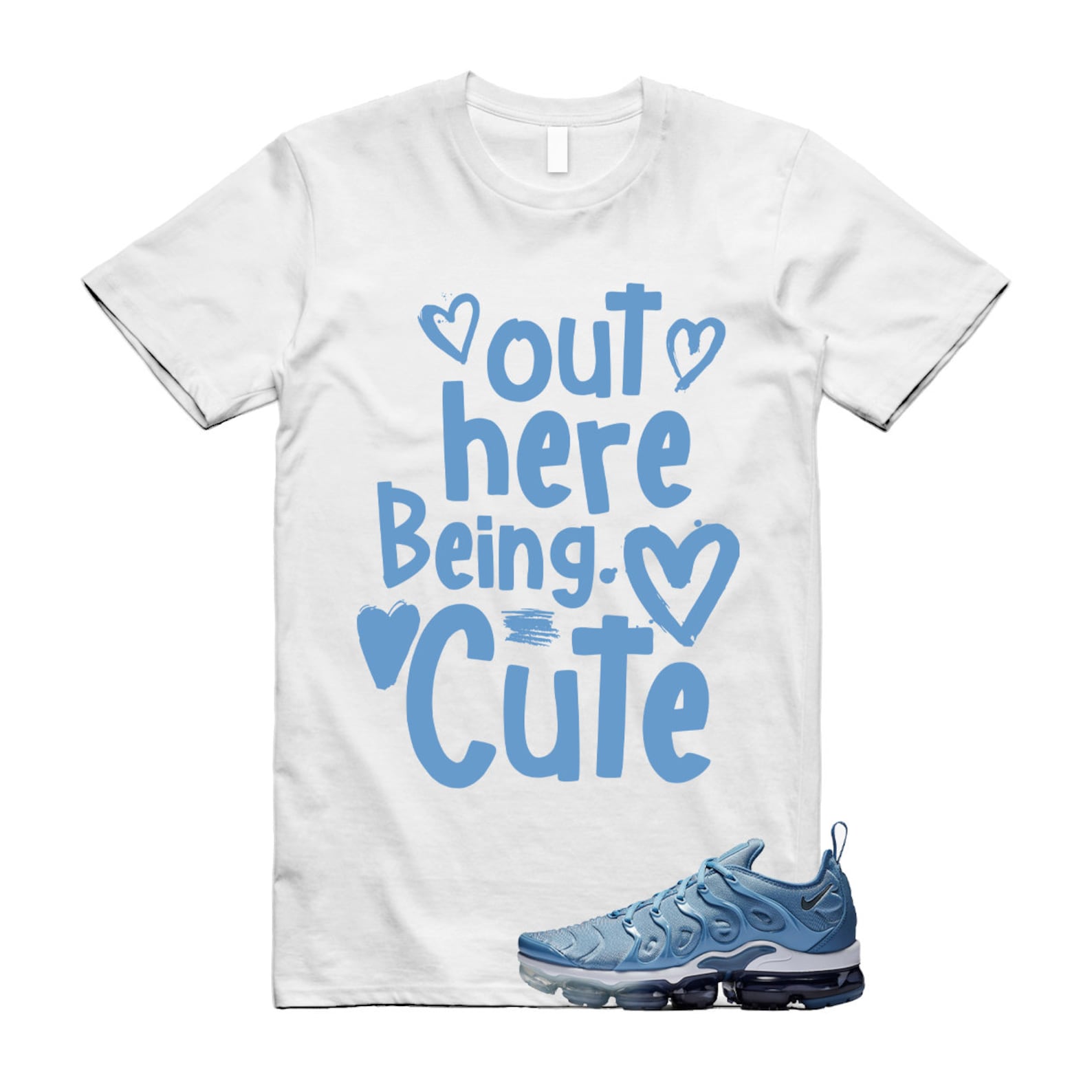 VaporMax Blue Ice Air Plus Work Diffused Cool Grey T Shirt Match Out Here Being Cute T-Shirt, Sneaker Match Tee