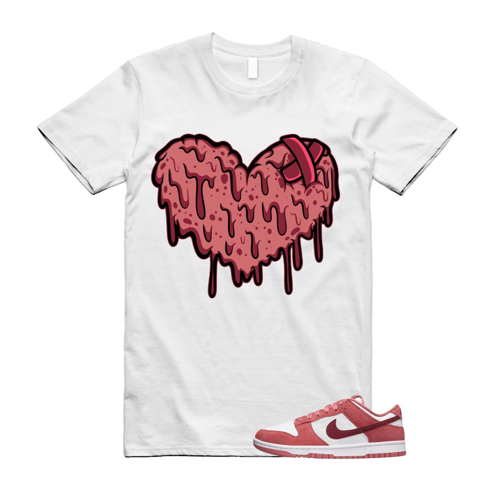 Dunk Valentine's Day Low Team Red Adobe Dragon White T Shirt Match DRHRT T-Shirt, Sneaker Match Tee