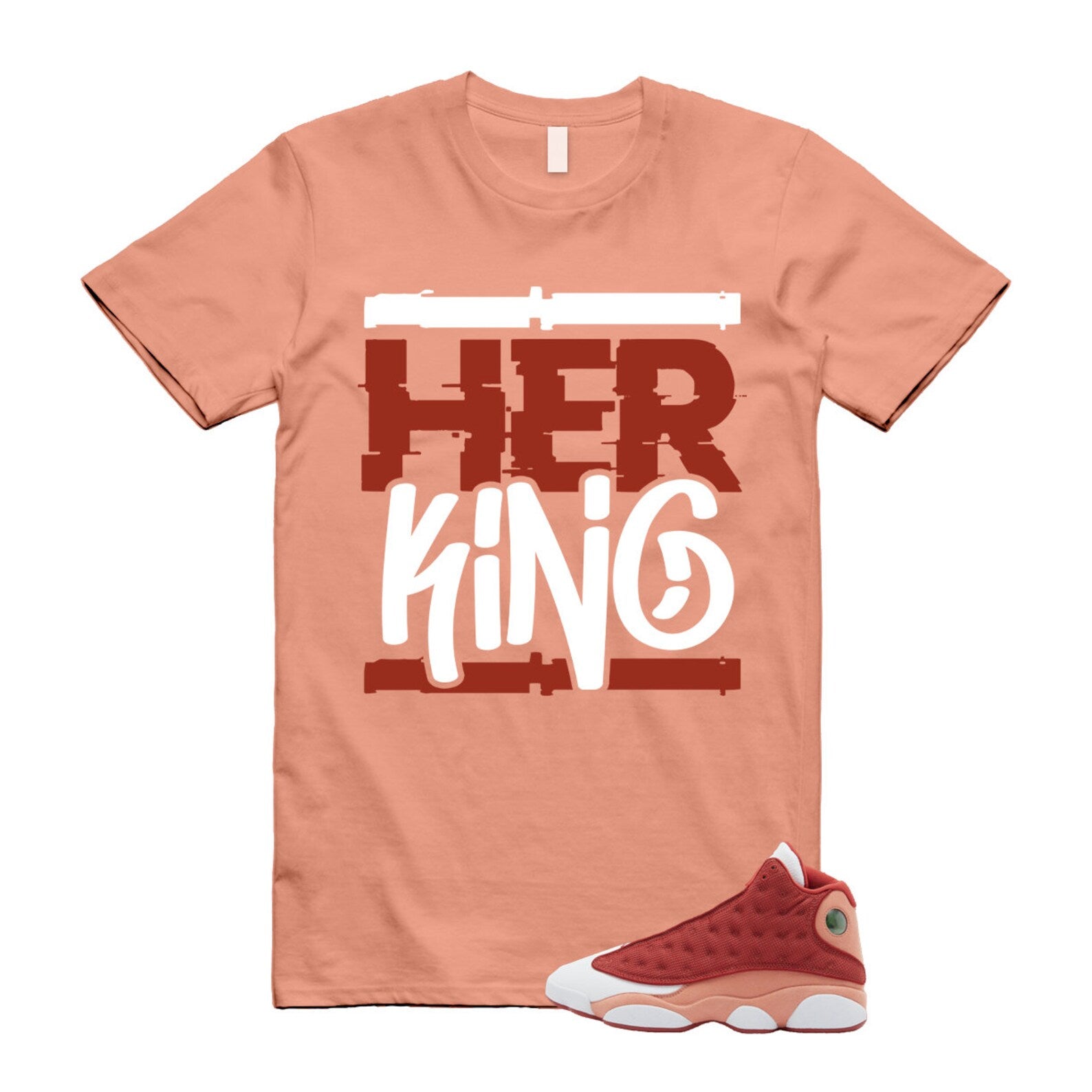13 Dune Red Terra Blush White T Shirt Match HK T-Shirt, Sneaker Match Tee
