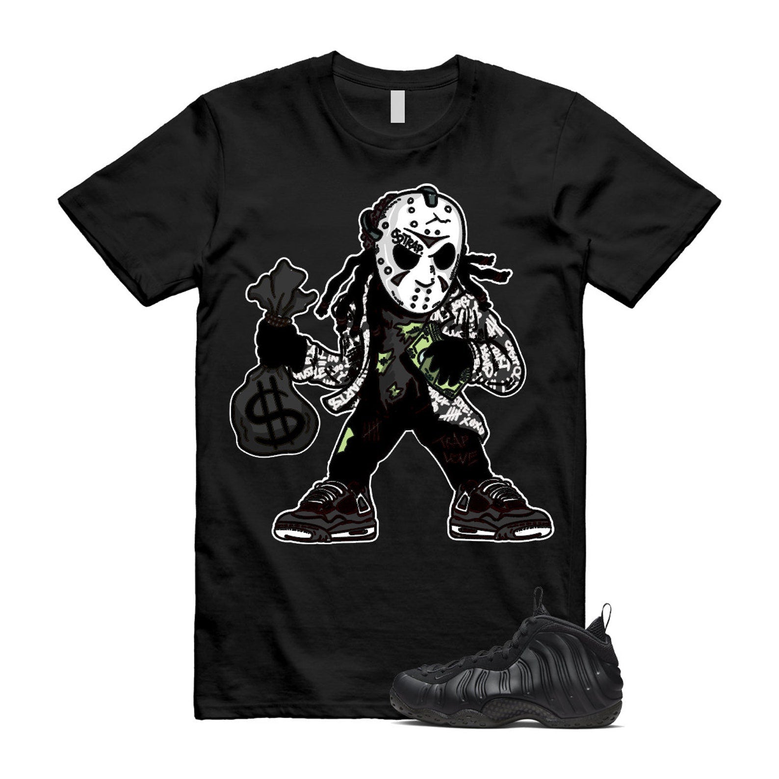 Foamposite Anthracite Air One Black T Shirt Match JASON T-Shirt, Sneaker Match Tee