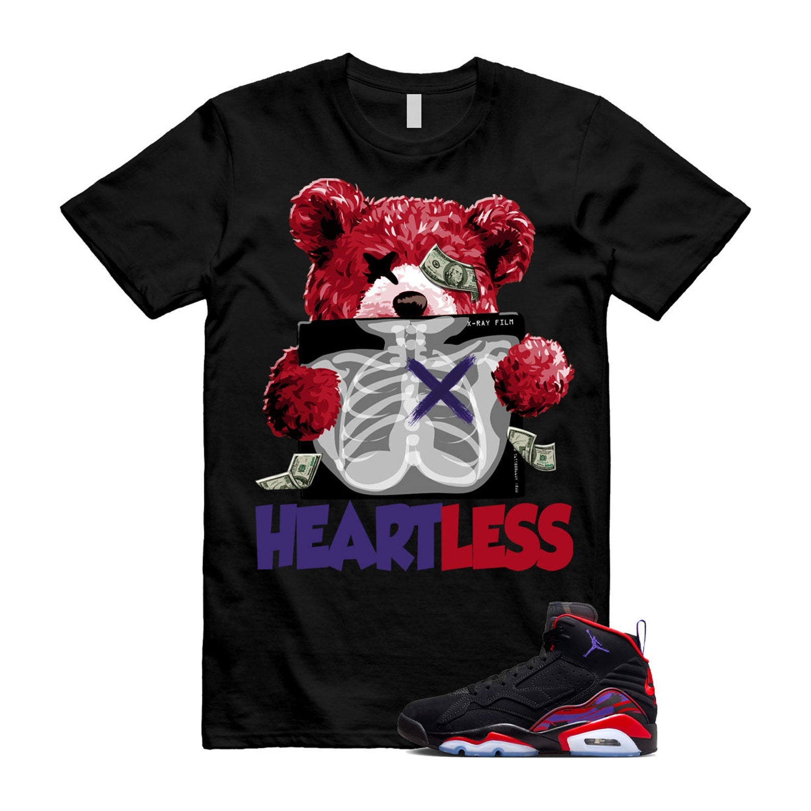 MVP Raptors Black Dark Concord University Red Anthracite T Shirt Match HEART T-Shirt, Sneaker Match Tee