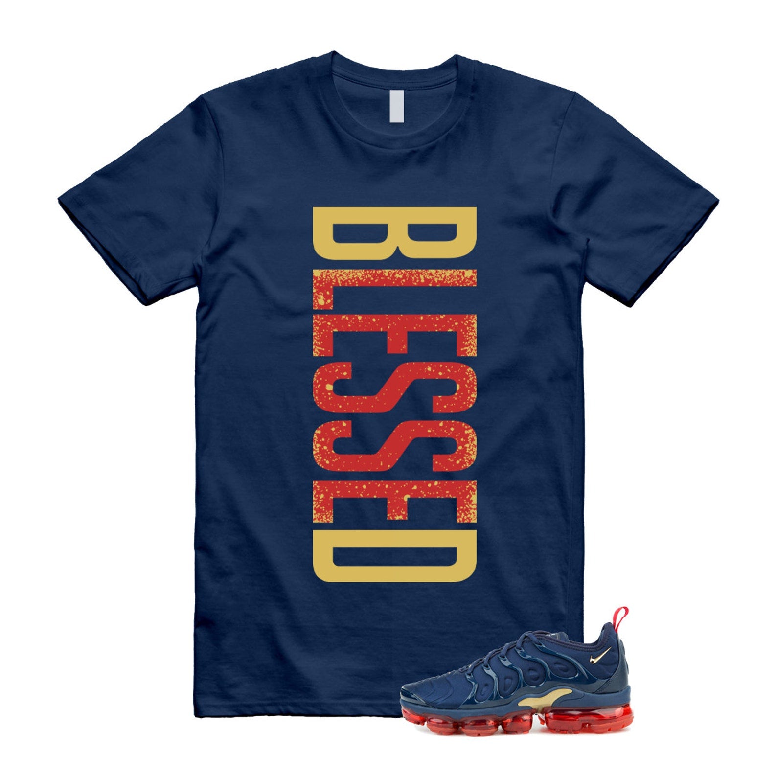 VaporMax Olympic Air Plus Midnight Navy Gold Black T Shirt Match VERTBLS T-Shirt, Sneaker Match Tee