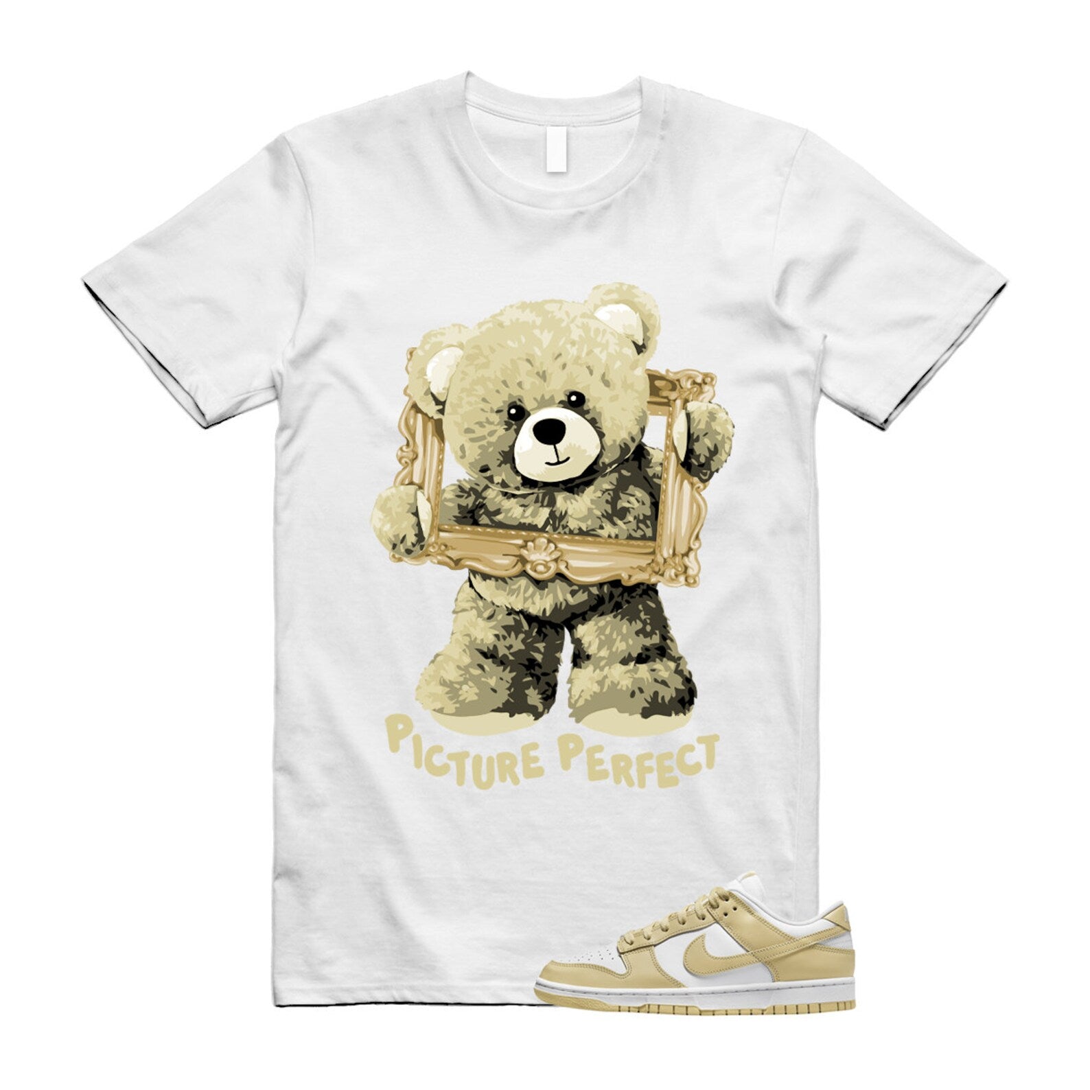 PIC T Shirt to match N Dunk Low Team Gold Wolf Grey White Retro T-Shirt, Sneaker Match Tee