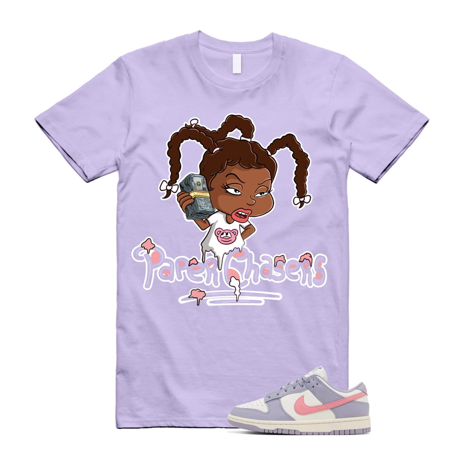 PC T Shirt to match N Dunk Low Indigo Haze WMNS Coral Chalk Sail Purple Lavender Pink White T-Shirt, Sneaker Match Tee
