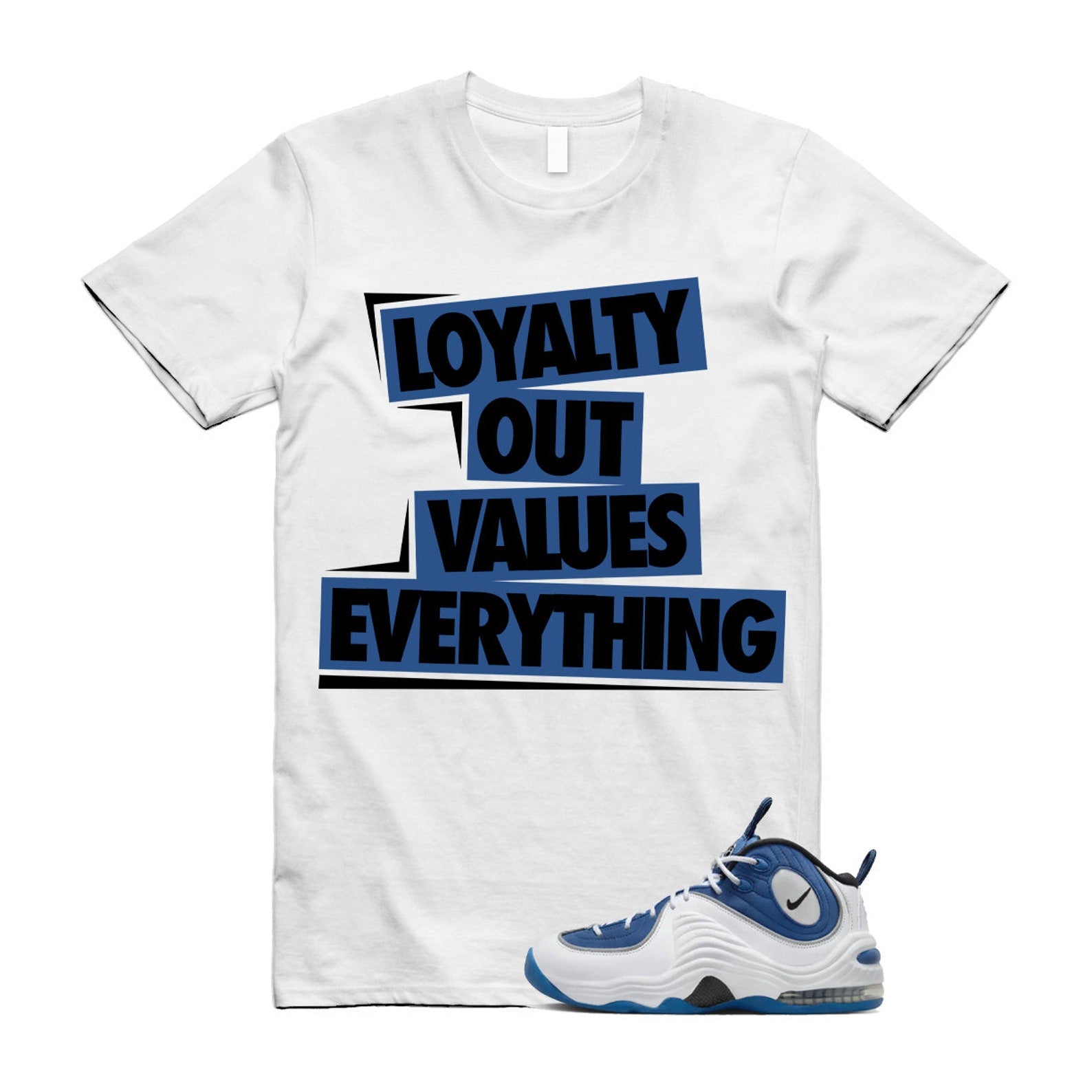 Penny Atlantic Blue 2 Air Metallic Silver Black White T Shirt Match LOVE T-Shirt, Sneaker Match Tee