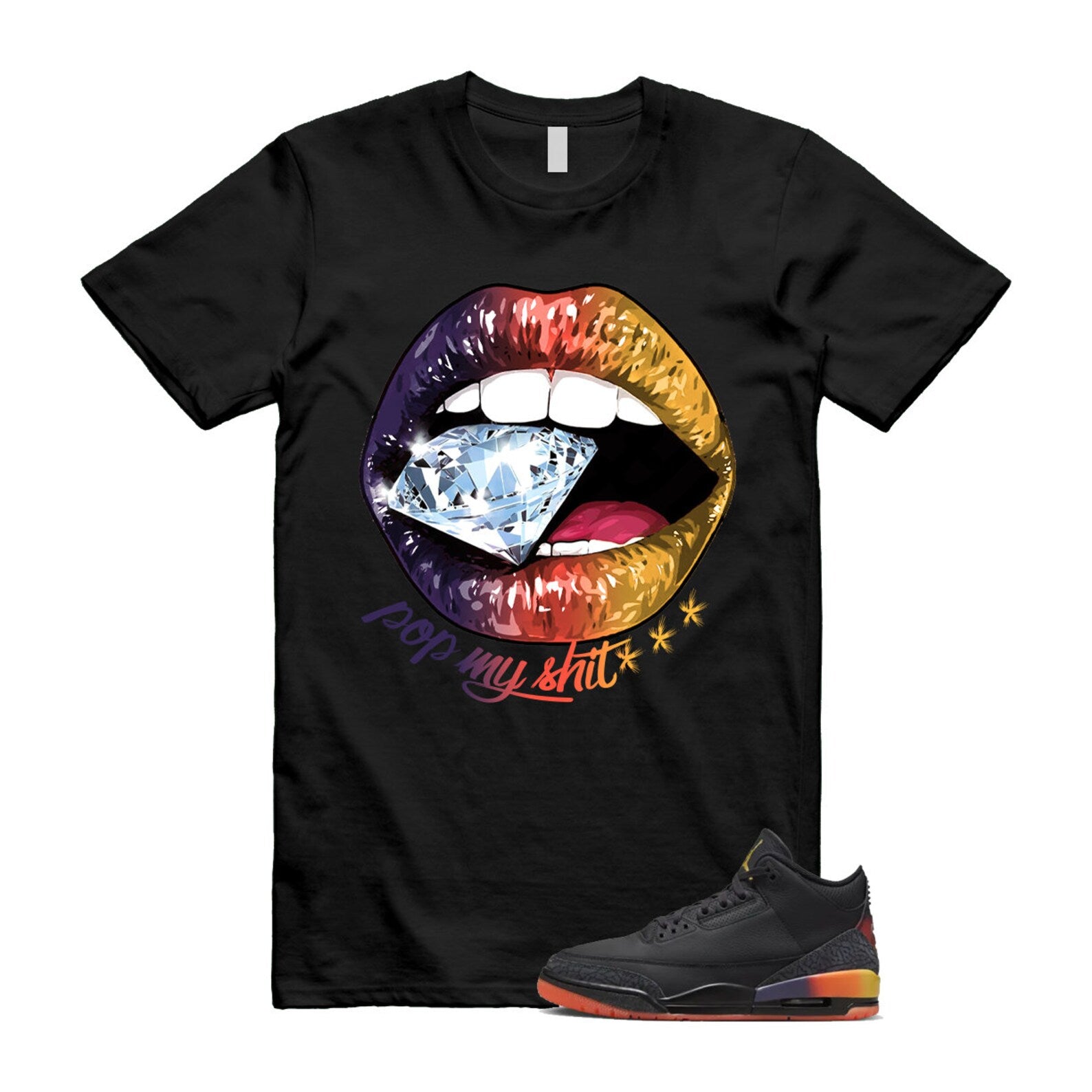 3 J Balvin Rio Black Solar Flare Total Crimson Abyss T Shirt Match POP T-Shirt, Sneaker Match Tee