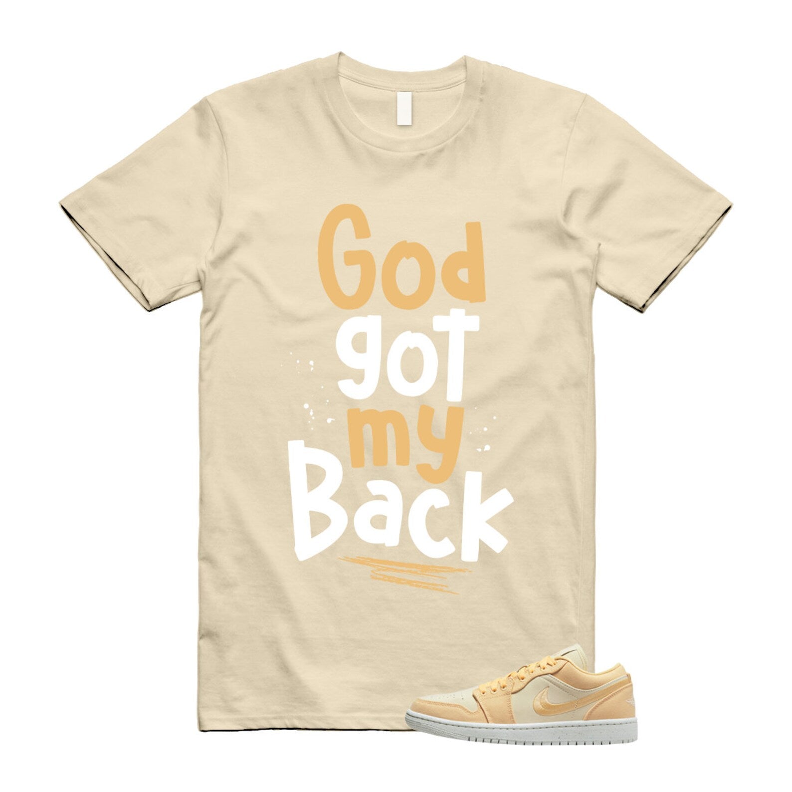 GOD T Shirt to match Air J 1 Low SE Celestial Gold Muslin Sail T-Shirt, Sneaker Match Tee