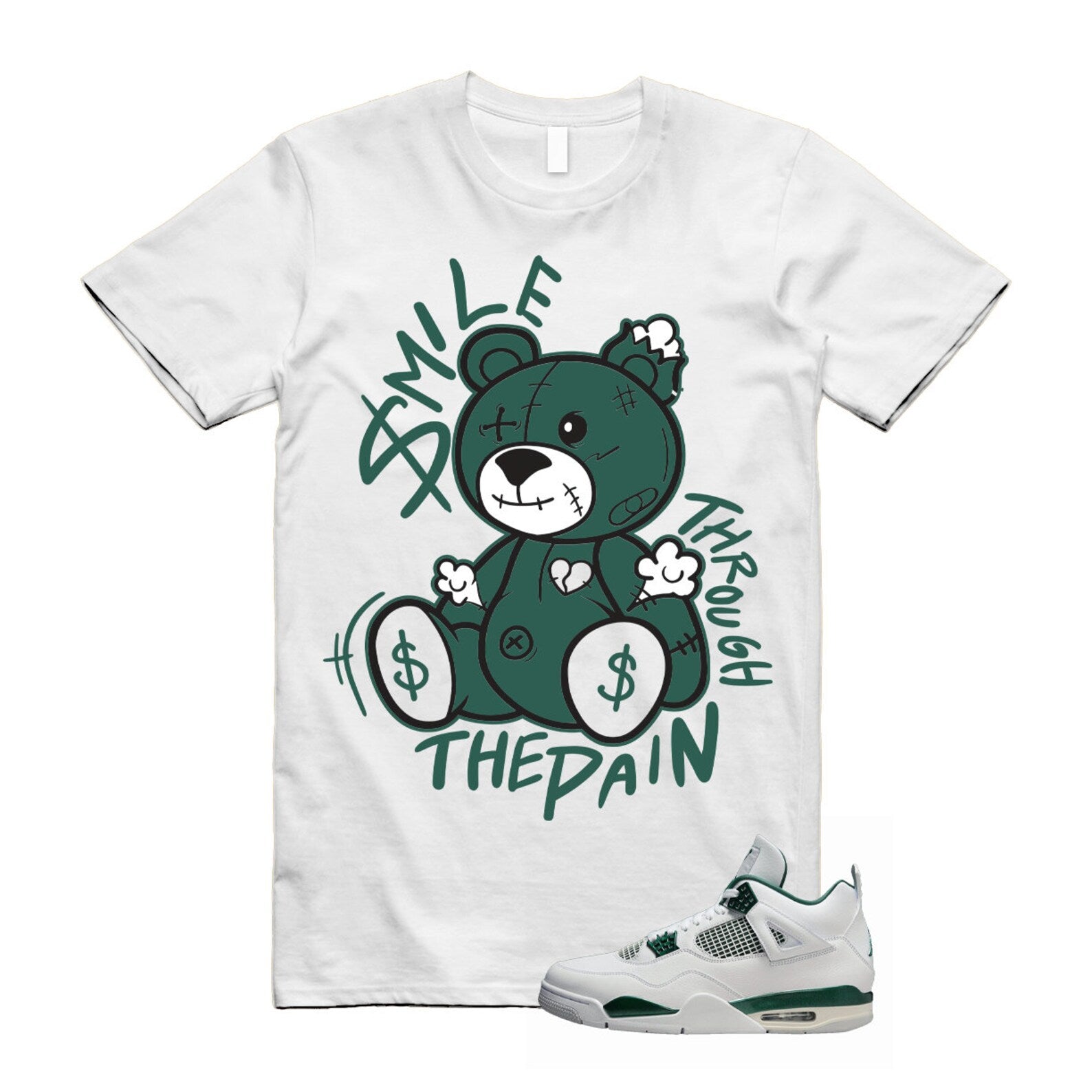 4 Oxidized Green White Neutral Grey T Shirt Match Smile Through The Pain T-Shirt, Sneaker Match Tee