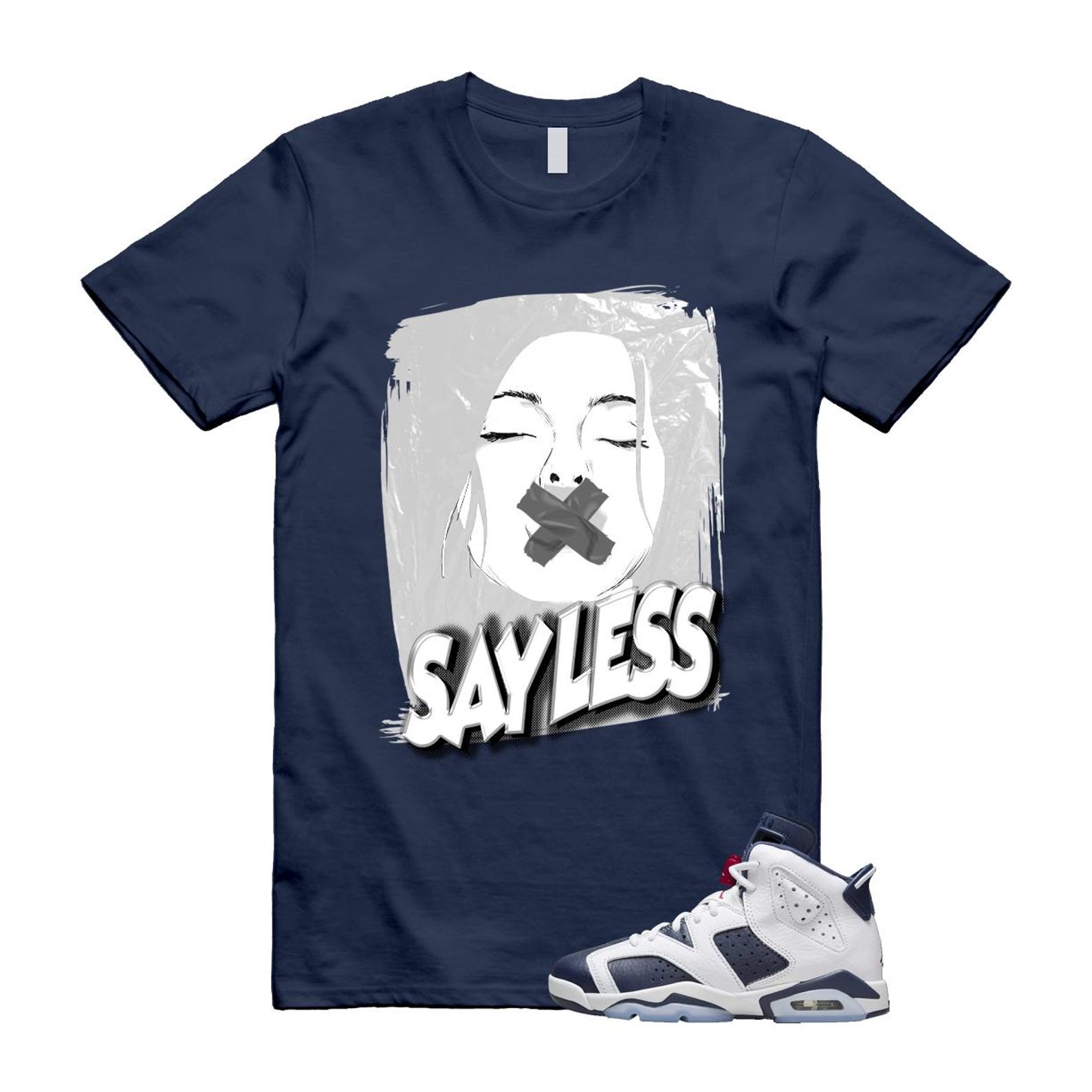 6 Olympic Midnight Navy White Varsity Red Retro T Shirt Match SL T-Shirt, Sneaker Match Tee