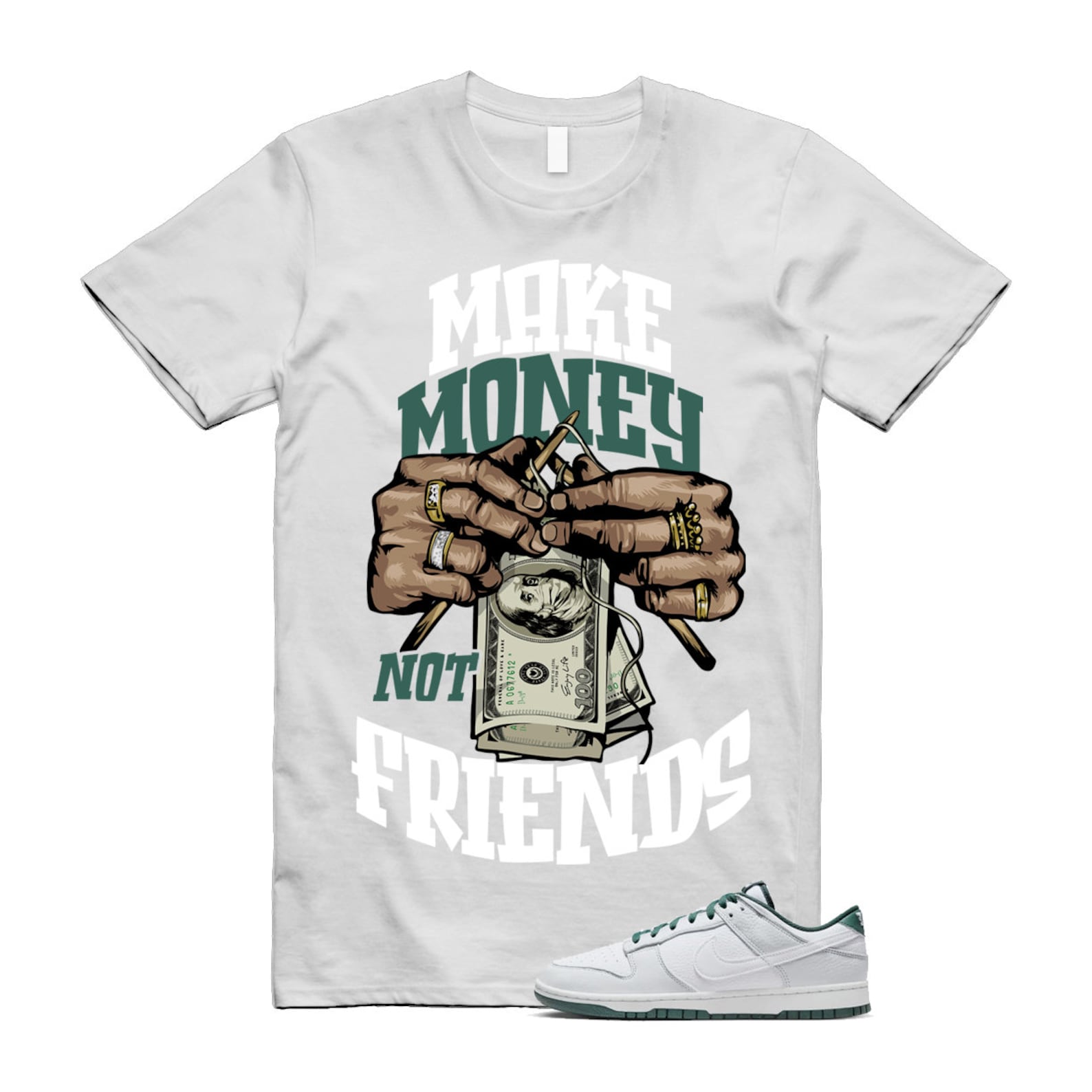 Dunk Photon Dust Vintage Green Low Retro SE White T Shirt Match MM T-Shirt, Sneaker Match Tee